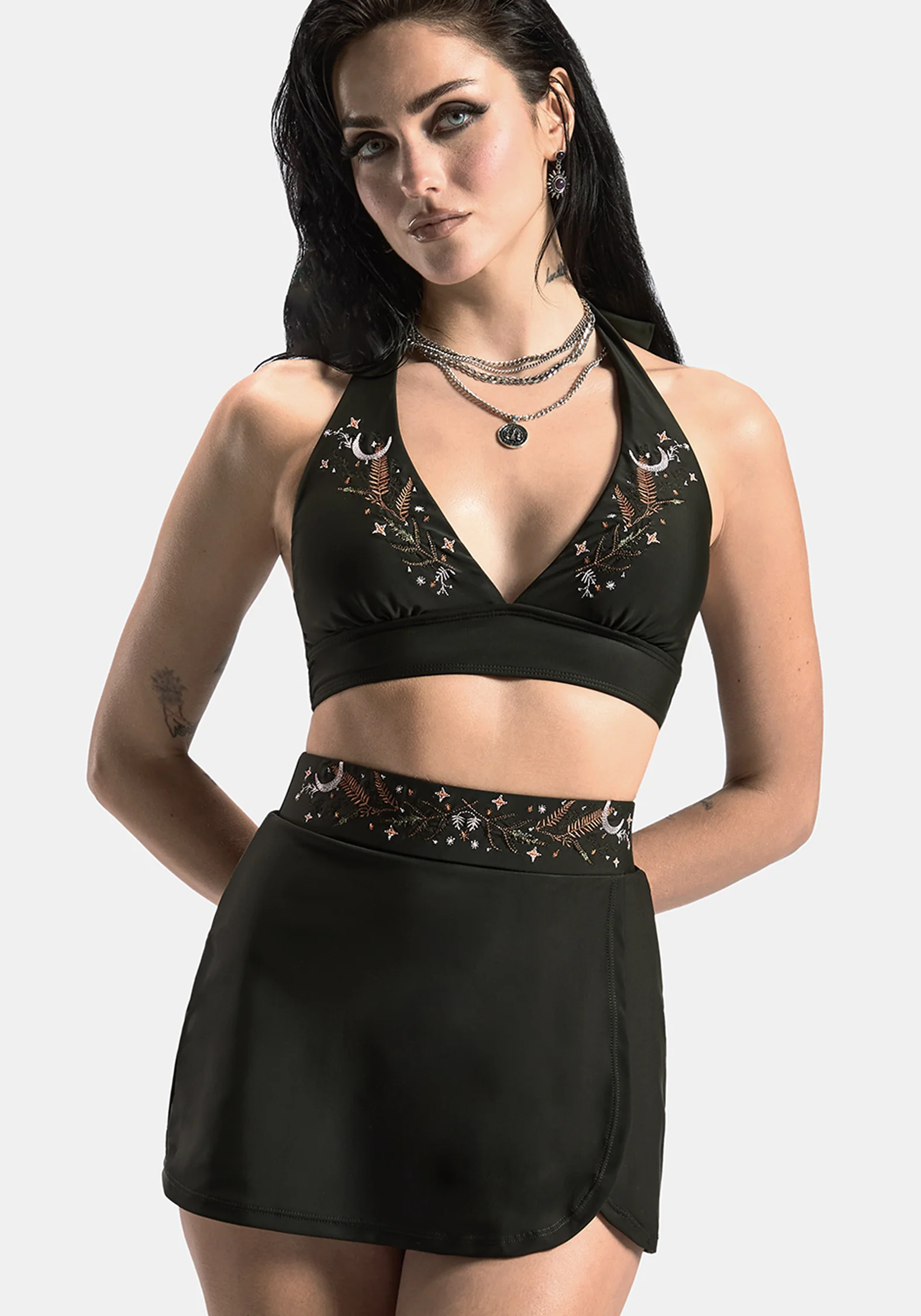 Abellona Embroidered Halter Neck Bikini Top - Image 7