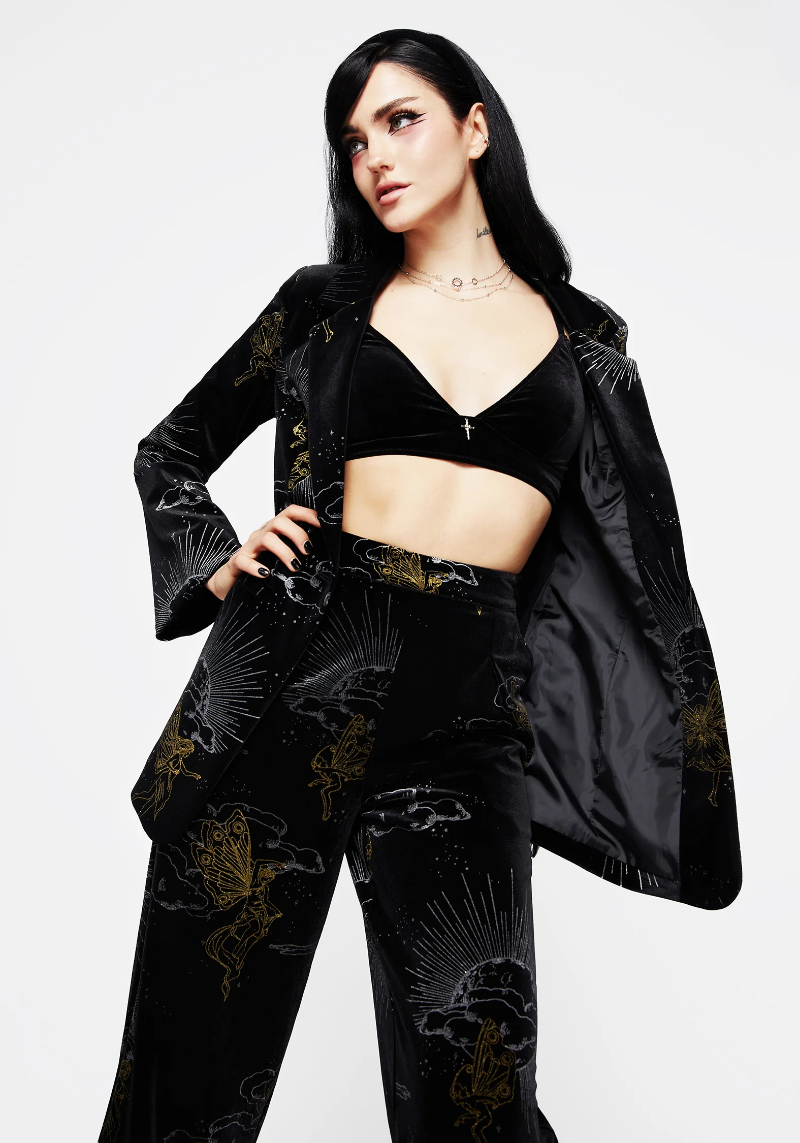 Adelina Foil Print Velour Blazer - Image 6