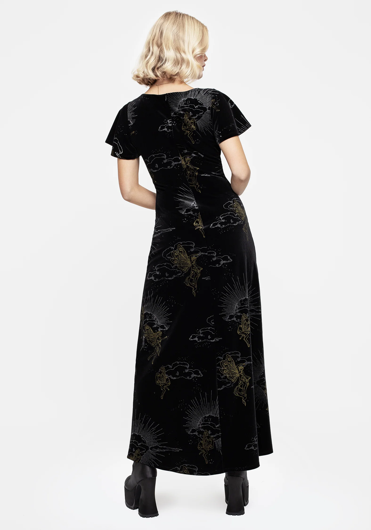 Adelina Foil Print Velour Midaxi Dress - Image 3