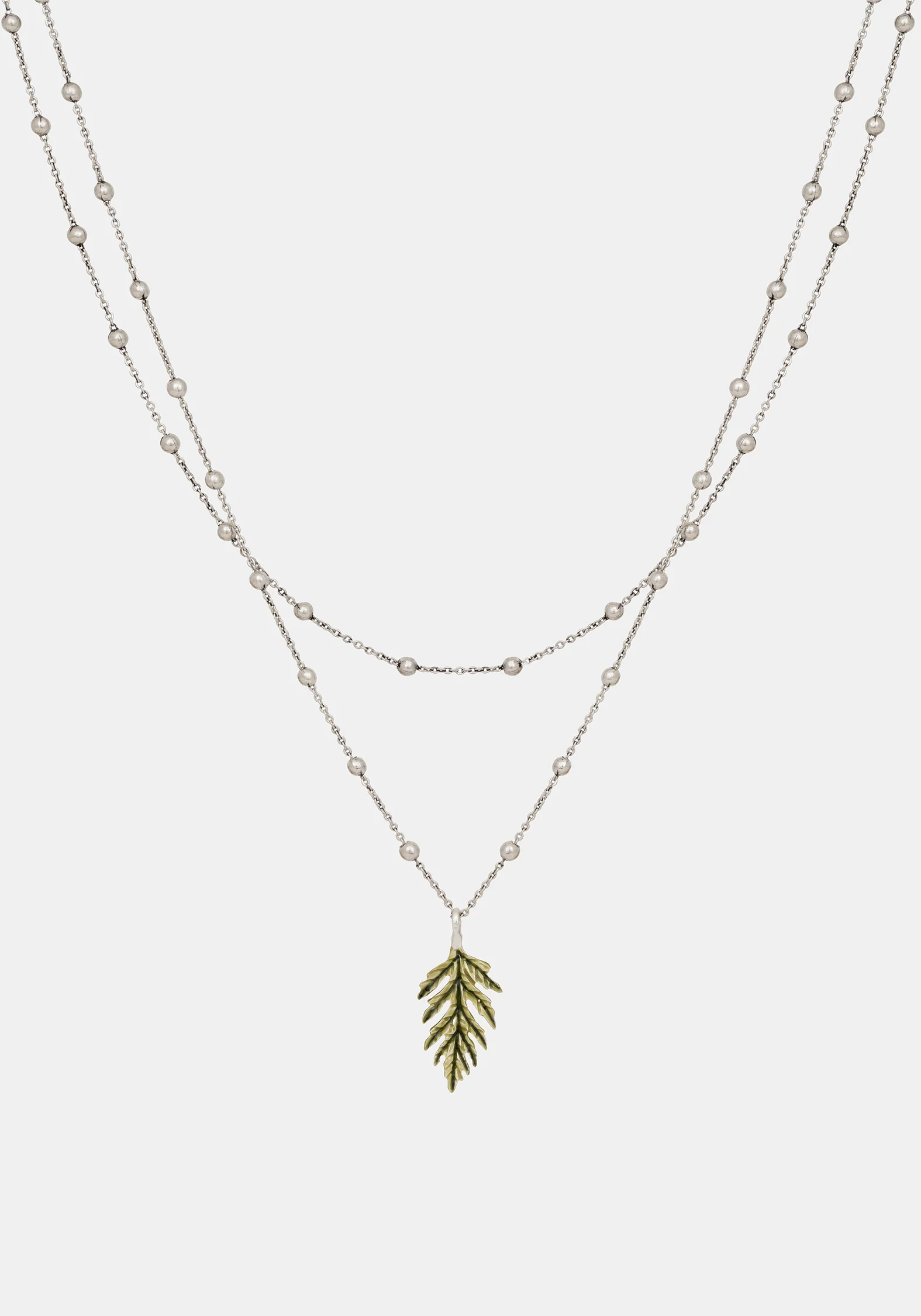 Alderwood Fern Double Layered Necklace - Silver - Image 4