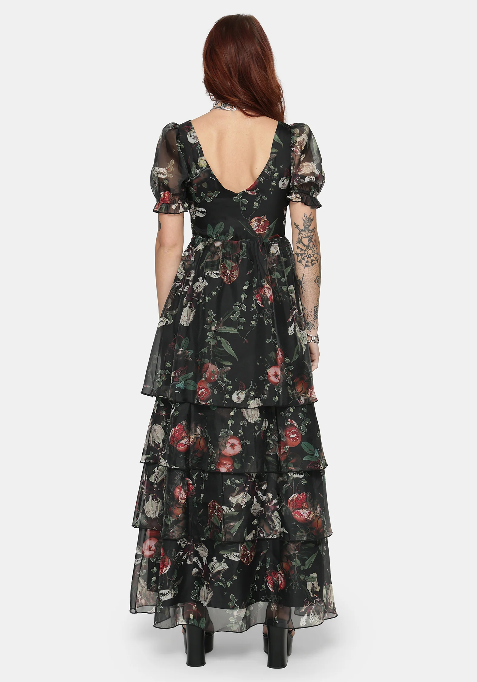 Anara Fruit Print Tiered Gown - Image 4