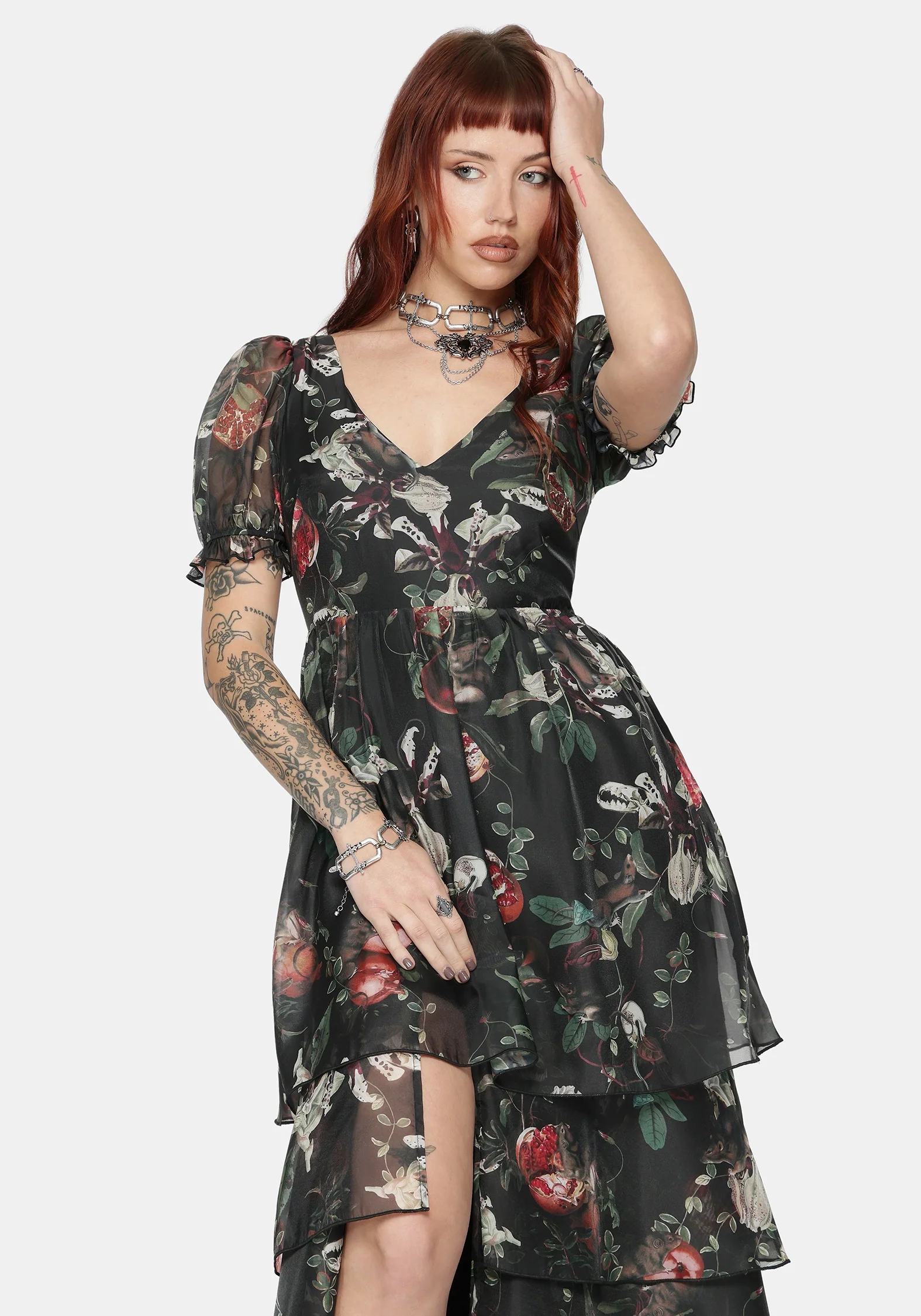 Anara Fruit Print Tiered Gown - Image 5