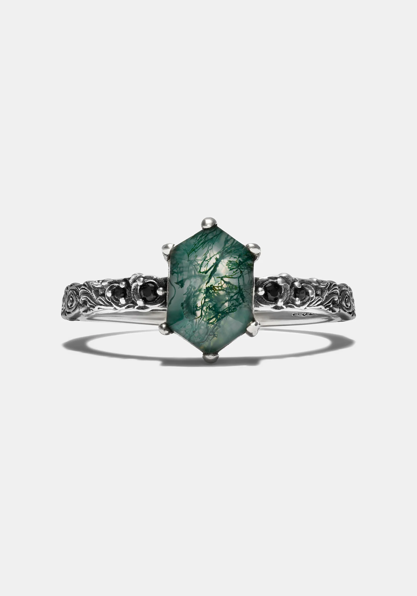 Ardour Sterling Silver Moss Agate Ring - Image 3