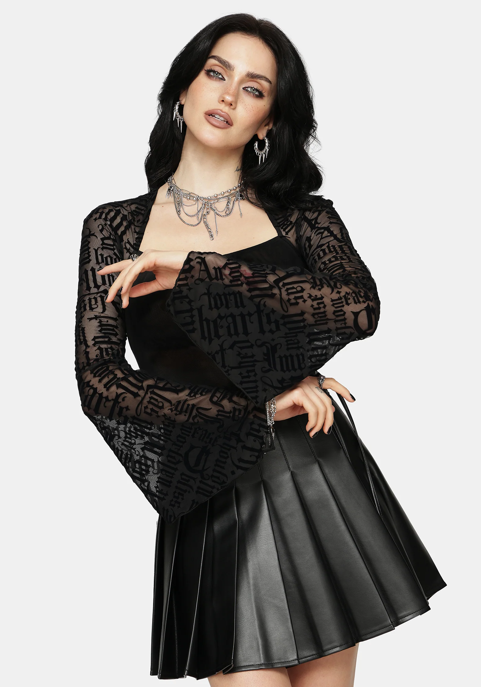 Ashes & Words Square Neck Flock Mesh Top - Image 2