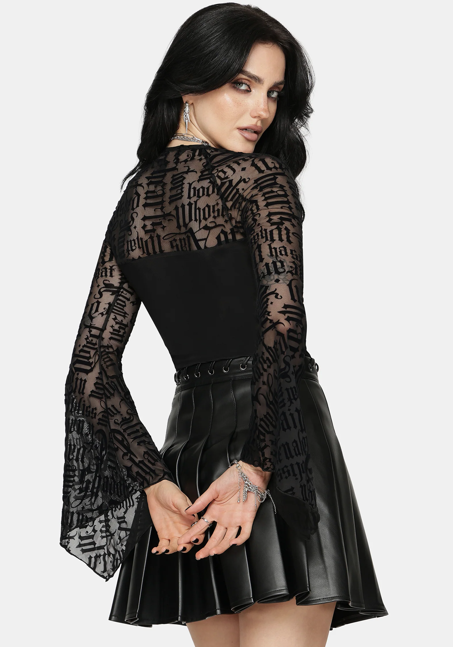 Ashes & Words Square Neck Flock Mesh Top - Image 3