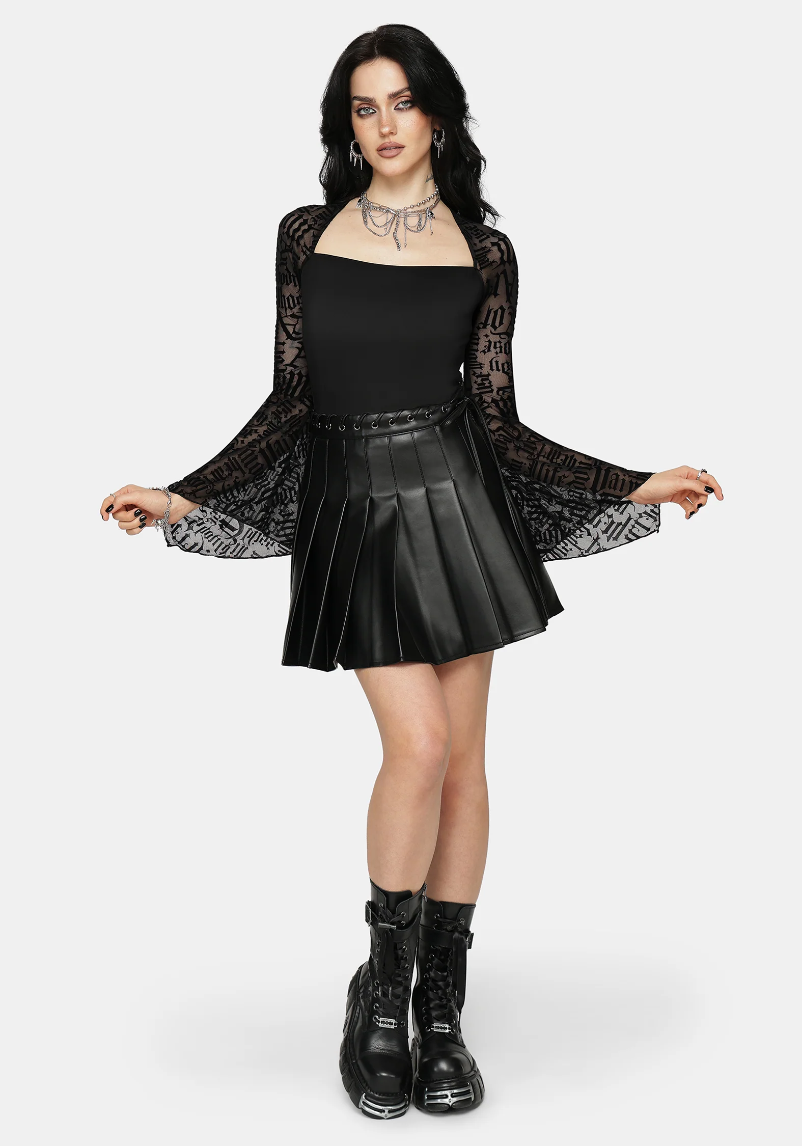 Ashes & Words Square Neck Flock Mesh Top - Image 4