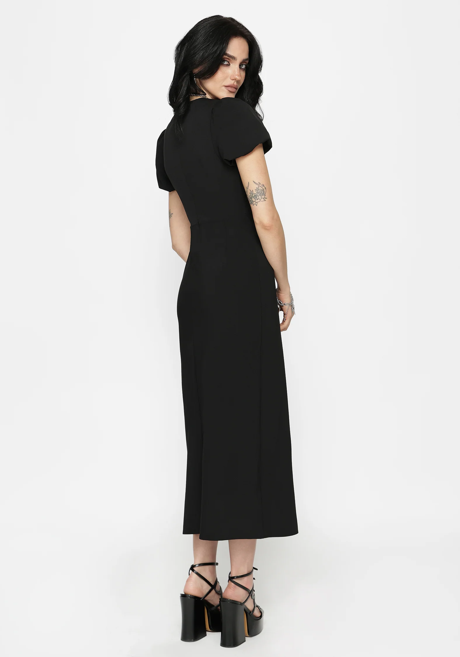 Aubrey Crow Skull Embroidered Twist Front Midi Dress - Image 4