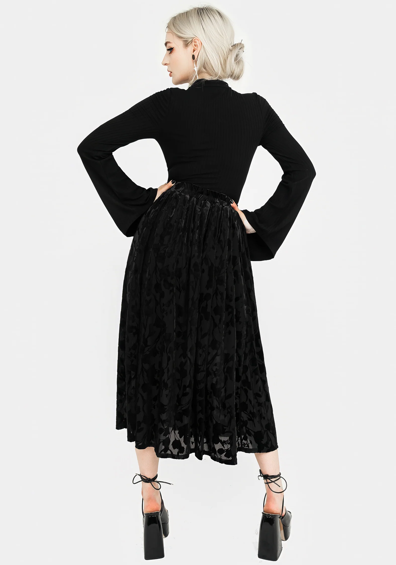 Ava Devoré Mesh Midi Skirt - Image 3
