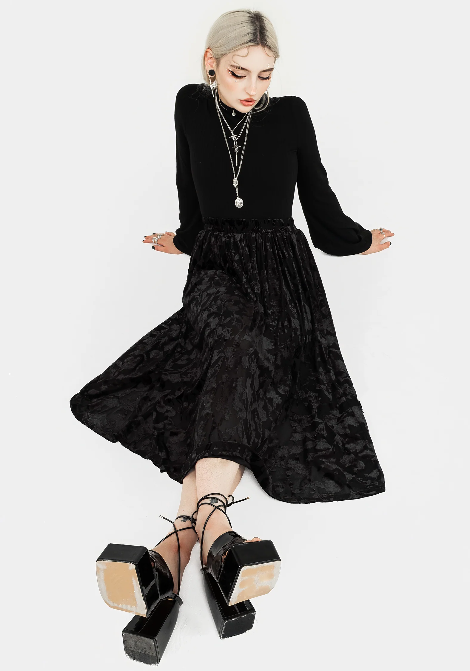 Ava Devoré Mesh Midi Skirt - Image 4