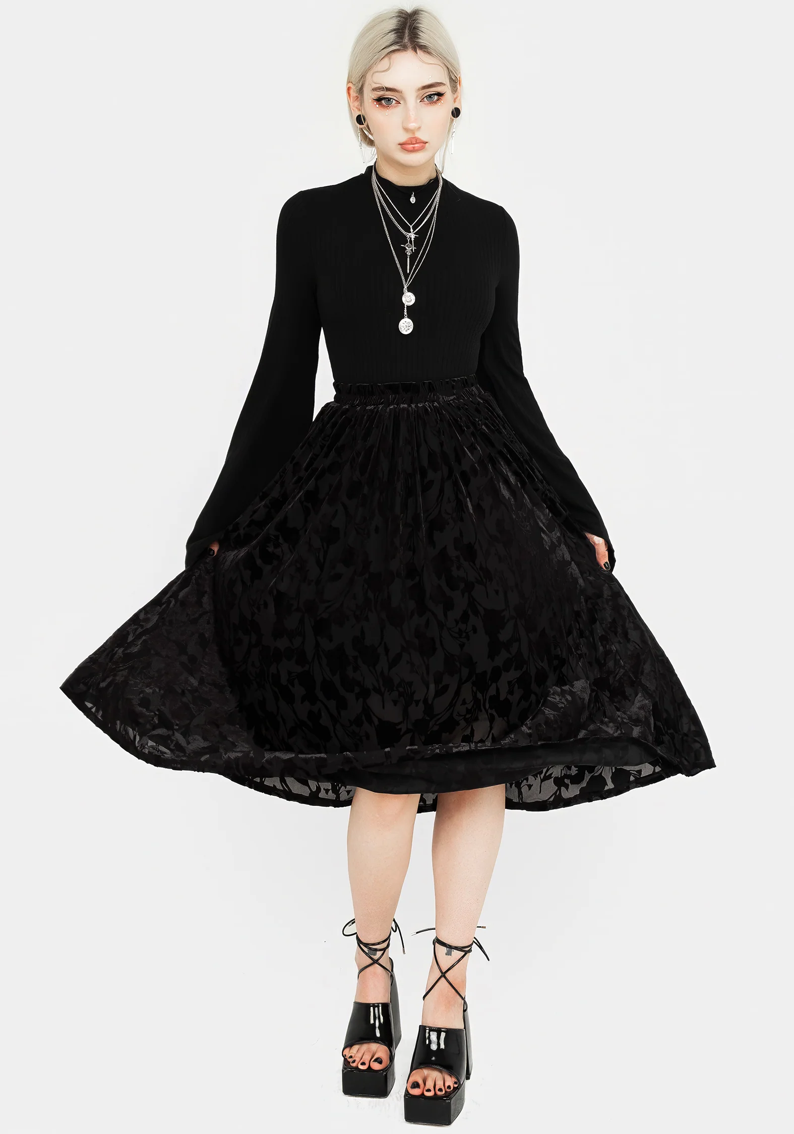 Ava Devoré Mesh Midi Skirt - Image 5