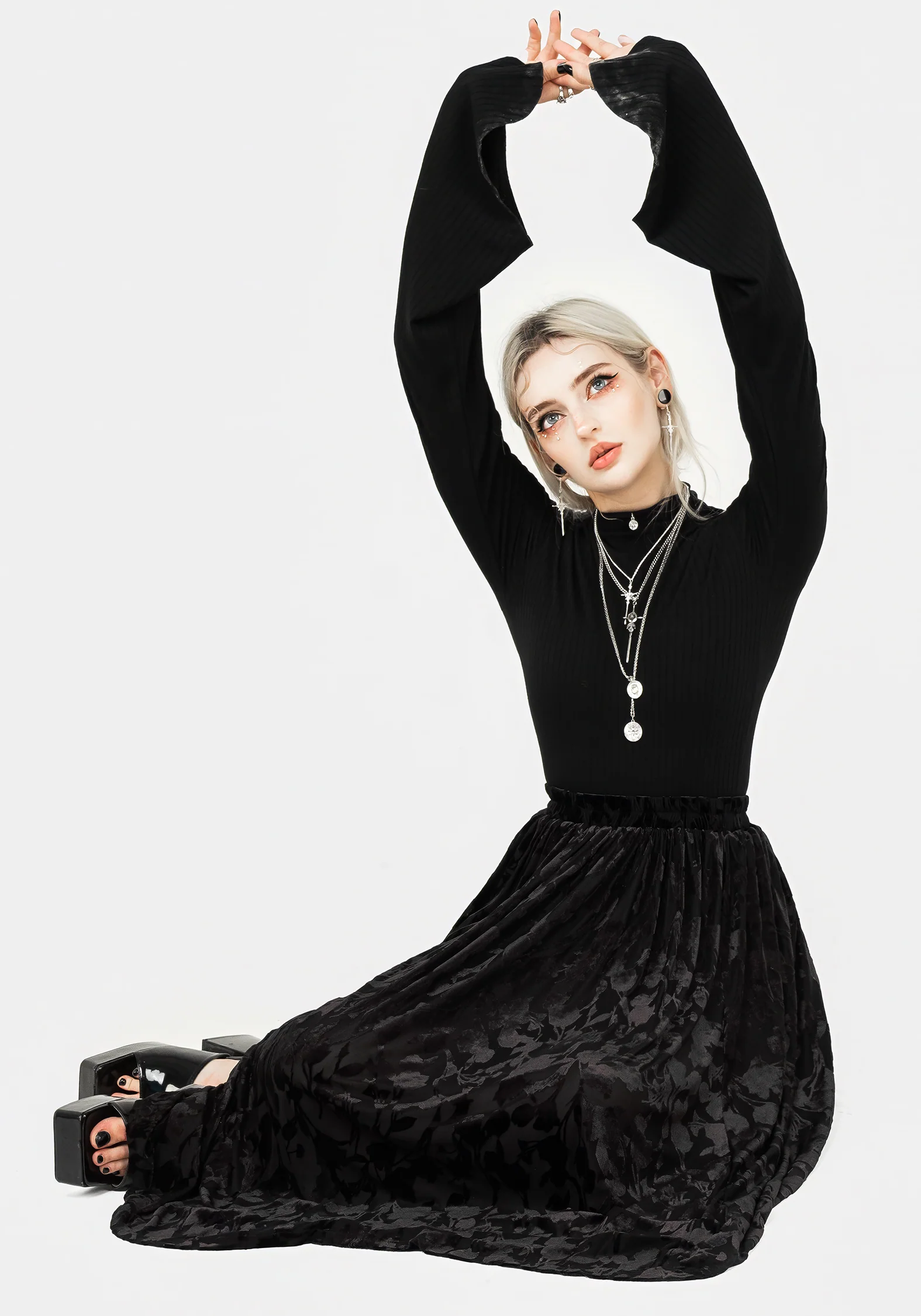 Ava Devoré Mesh Midi Skirt - Image 7