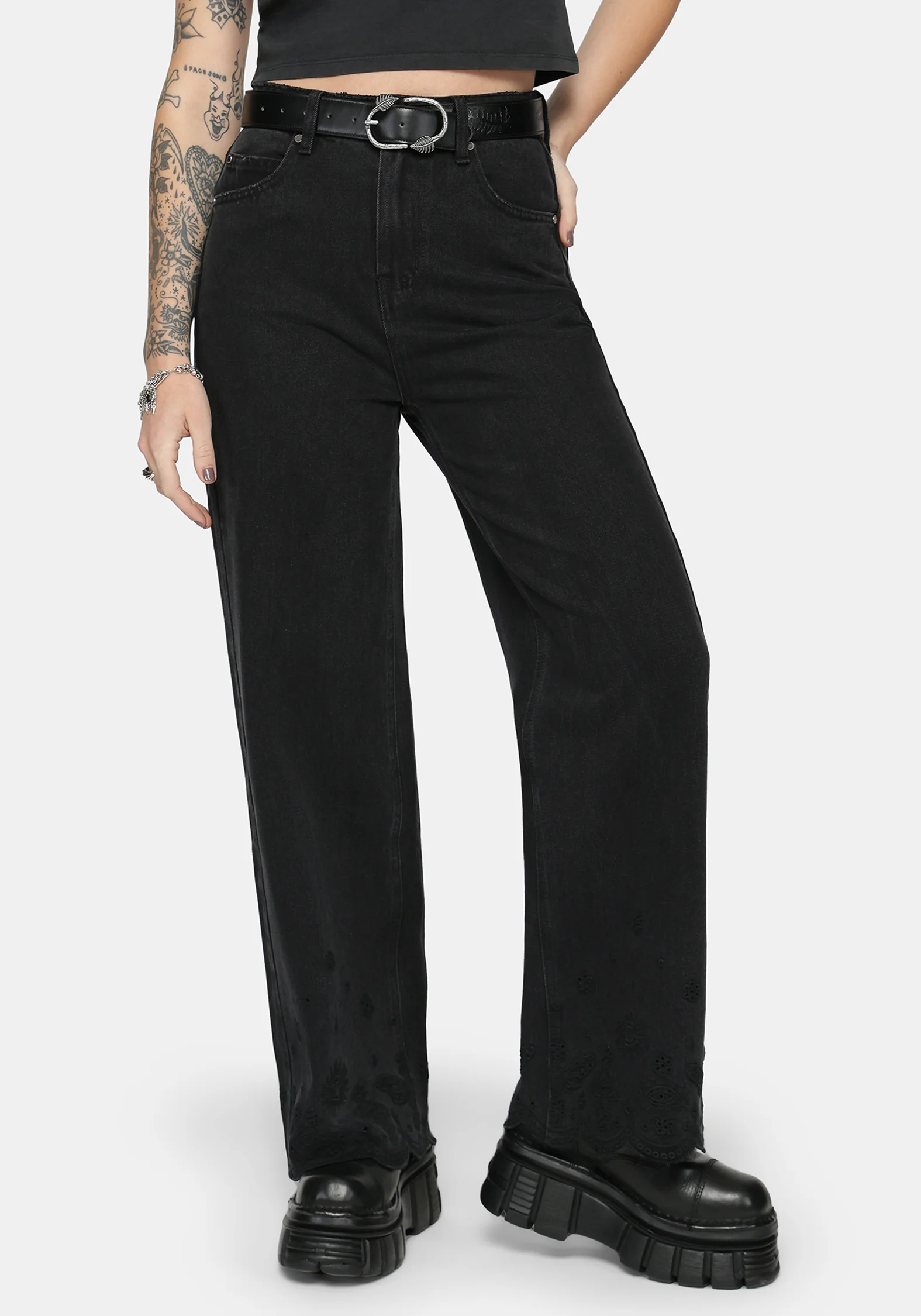 Ayr Broderie Straight Leg Denim Jean