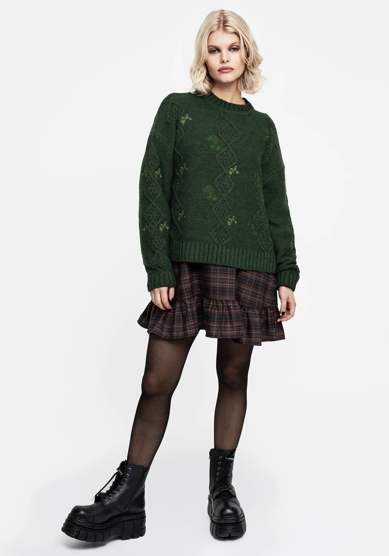 Barberry Embroidered Diamond Knit Sweater - Image 8