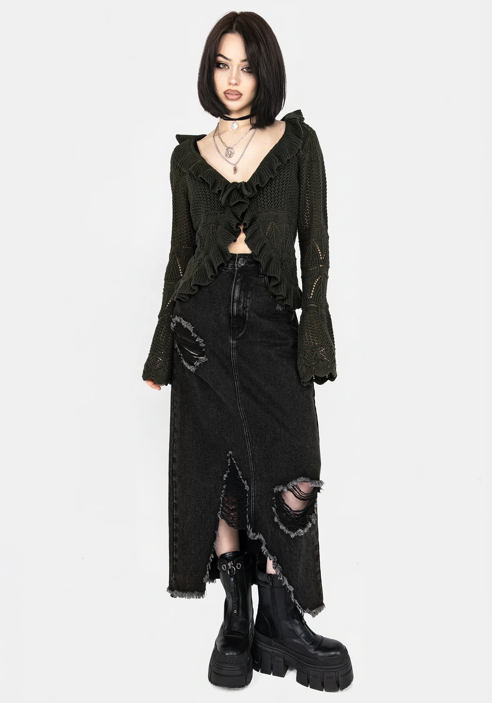 Belleville Ruffle Crop Knit Cardigan - Image 7
