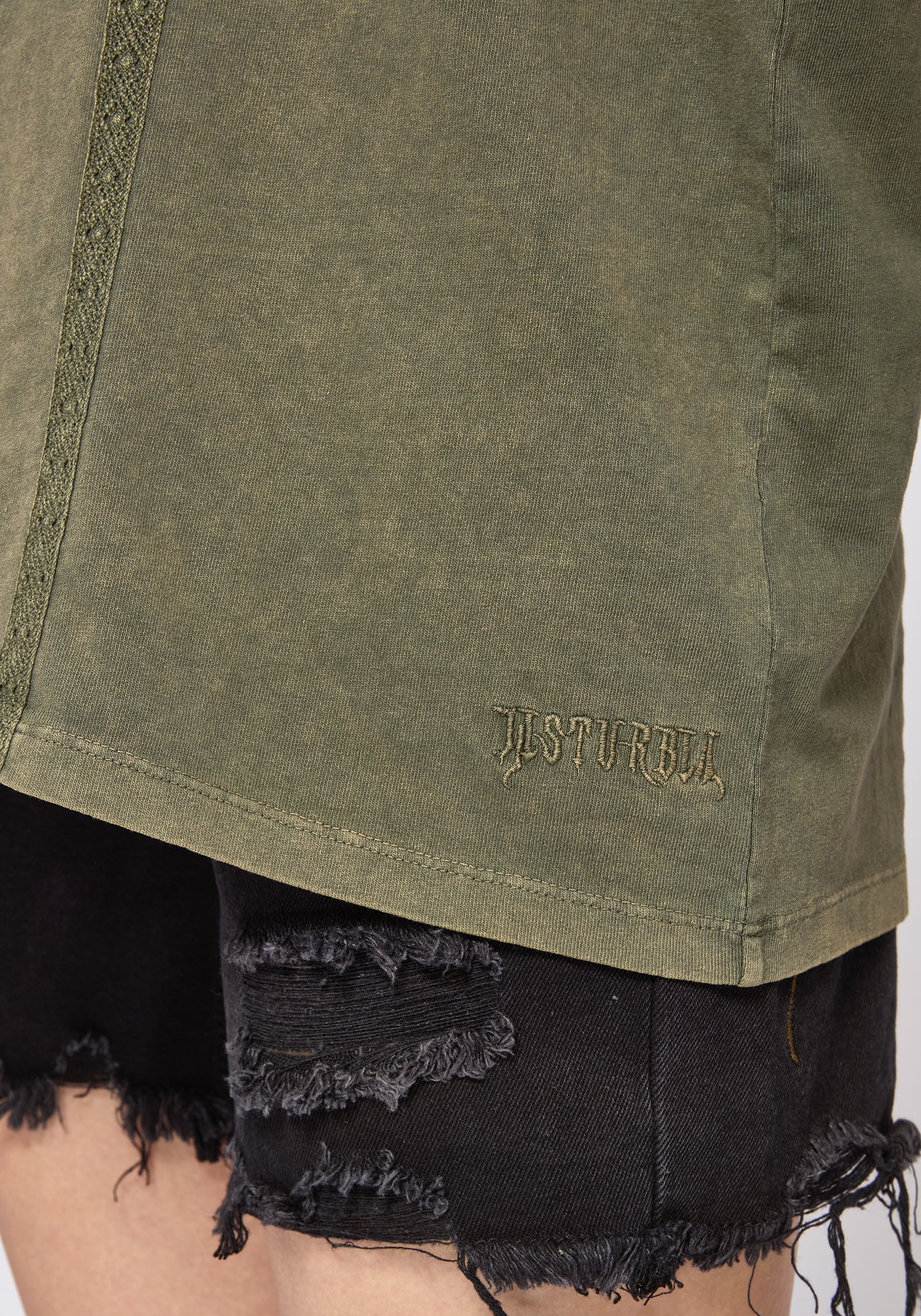 Blake Lace Oversized Graphic T-Shirt- Khaki - Image 2