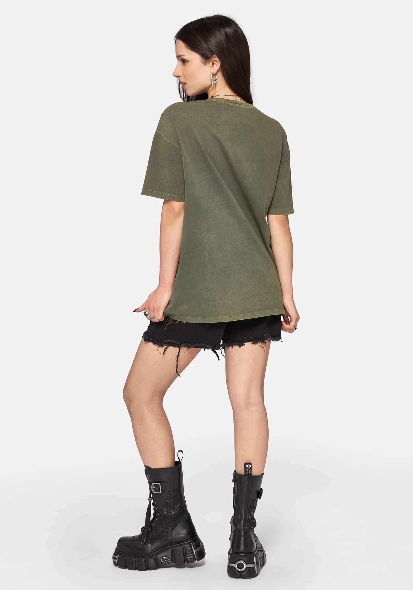 Blake Lace Oversized Graphic T-Shirt- Khaki - Image 3