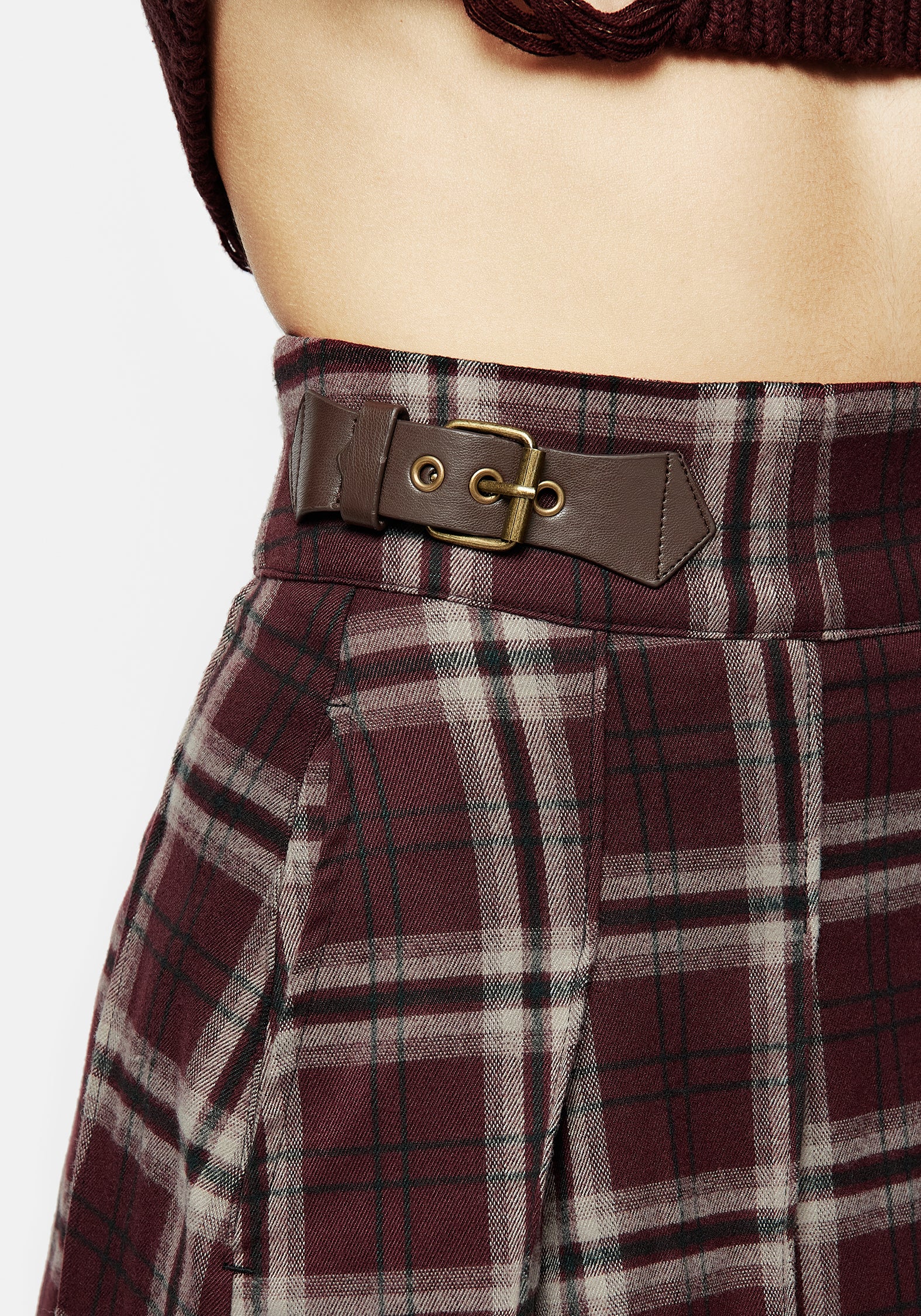 Bramble Check Pleated Mini Skirt - Image 2