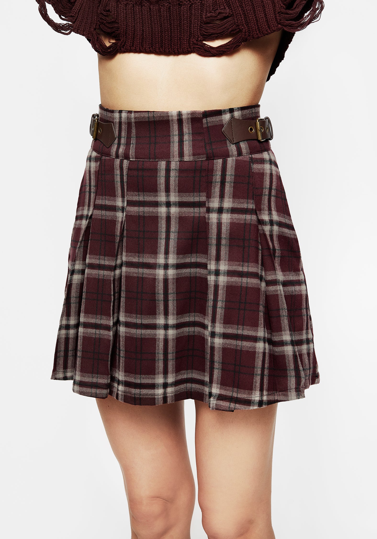 Bramble Check Pleated Mini Skirt - Image 5