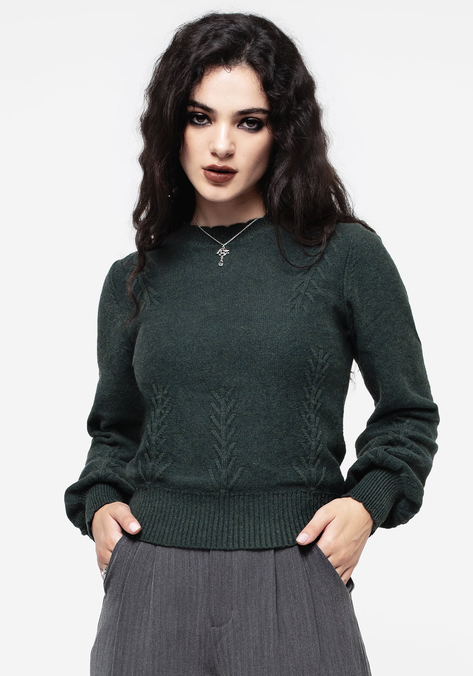 Canopy Raised Fern Intarsia Knit Sweater - Image 5