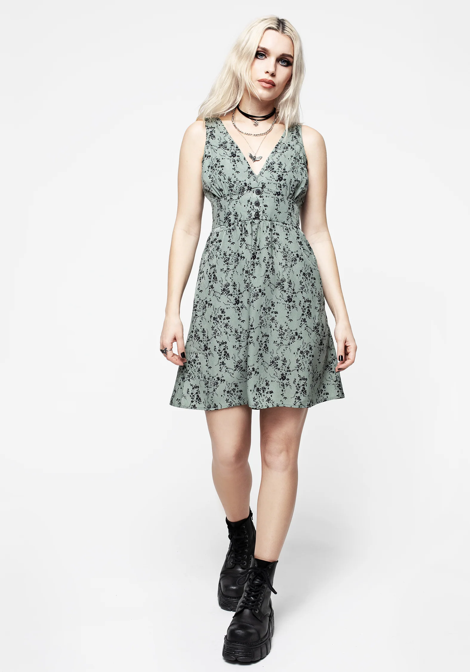 Cassie Green Floral Corset Mini Dress - Image 4
