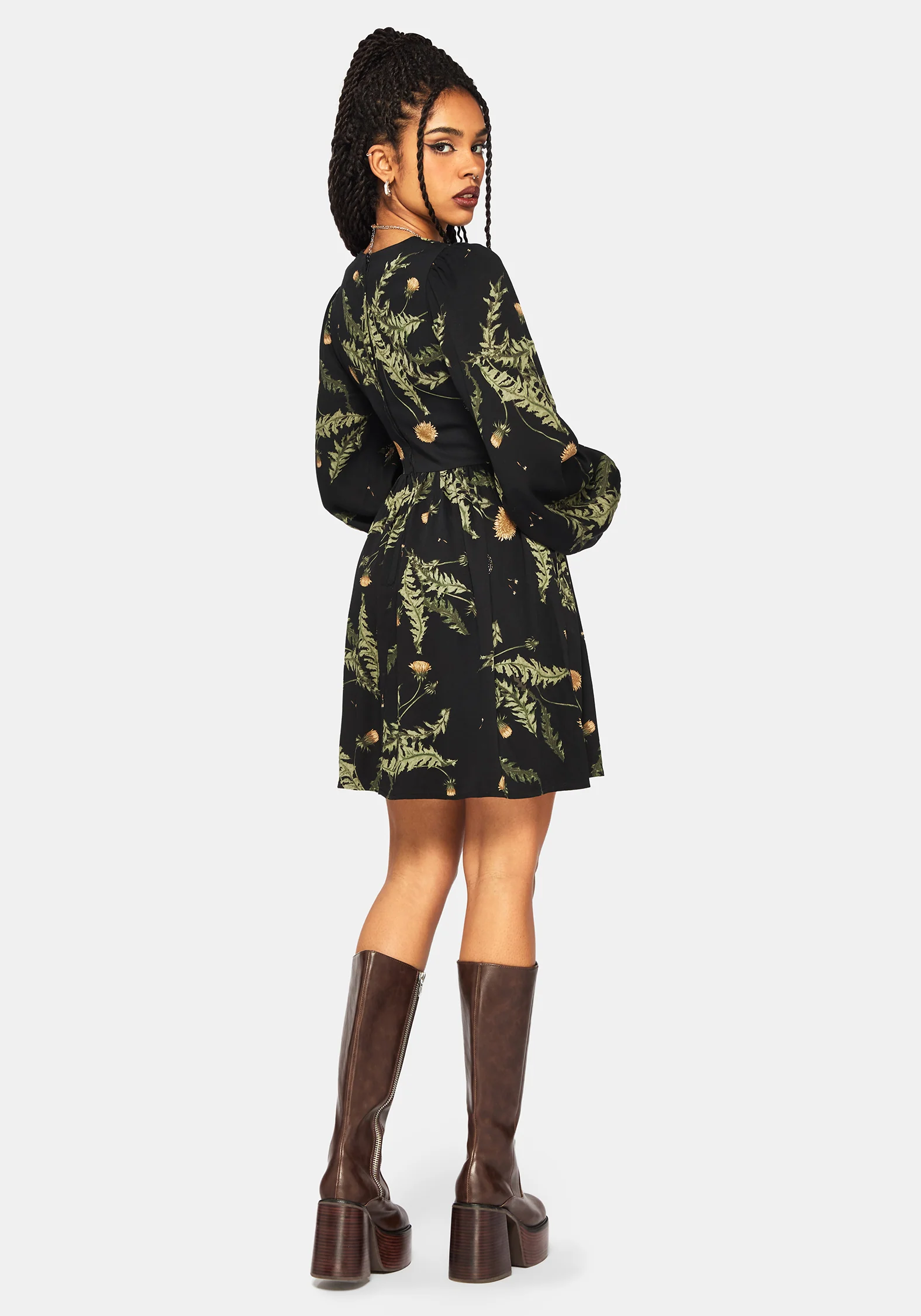Cimora Dandelion Print Button Up Mini Dress - Image 3