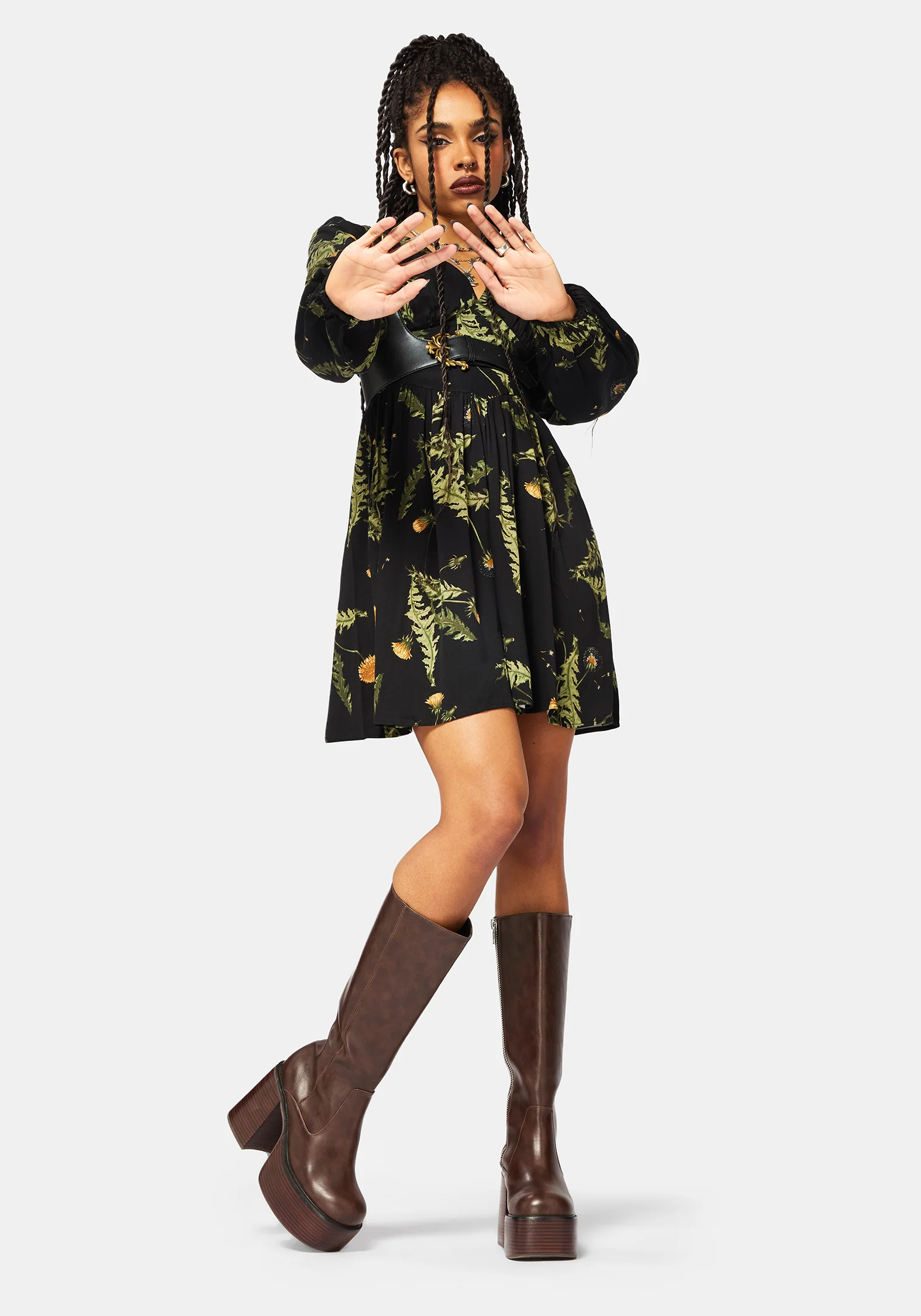 Cimora Dandelion Print Button Up Mini Dress - Image 6