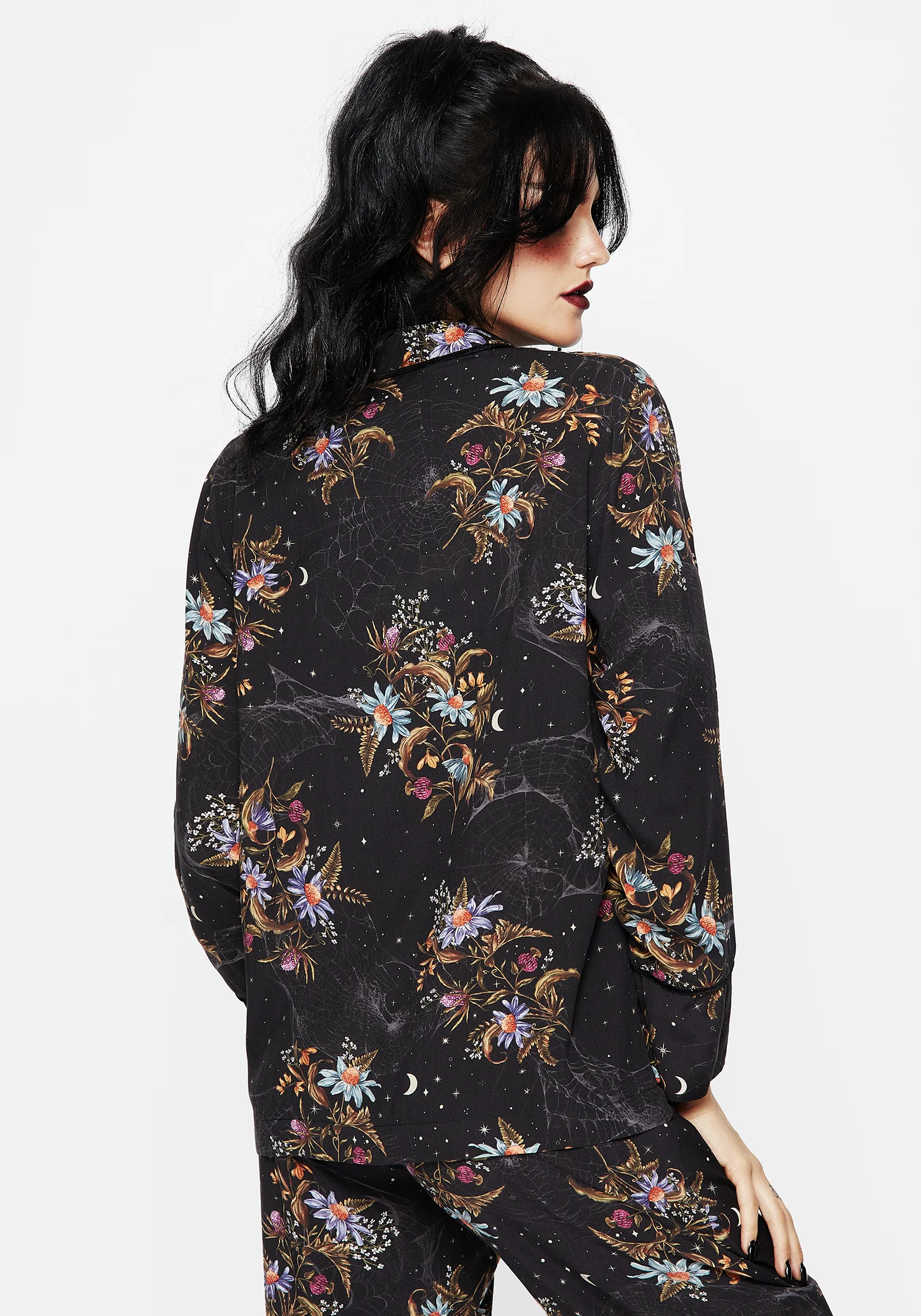 Cleome Floral Spiderweb Button Up Pyjama Top - Image 3