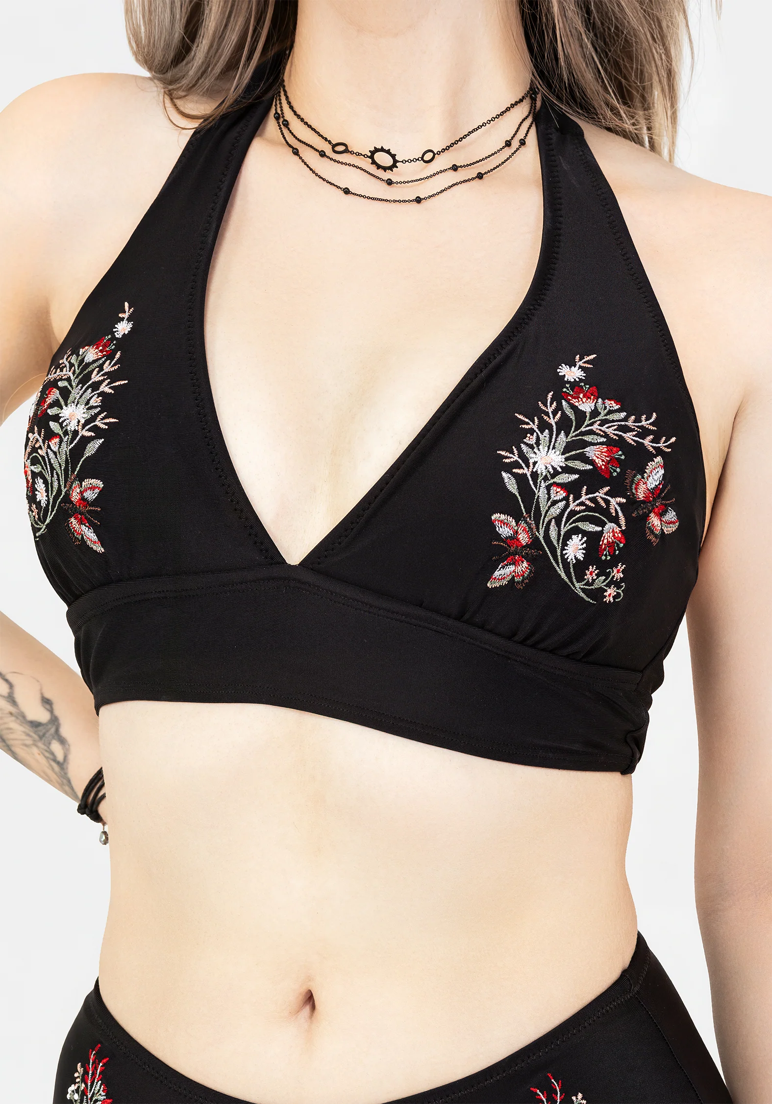 Copia Floral Embroidered Halter Bikini Top - Image 2