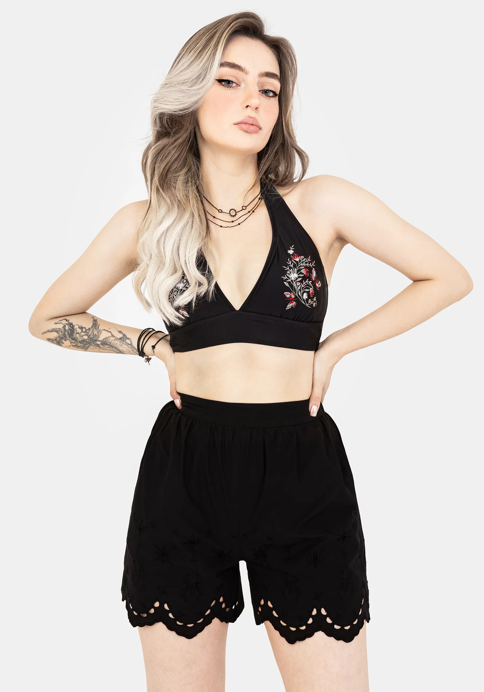 Copia Floral Embroidered Halter Bikini Top - Image 6