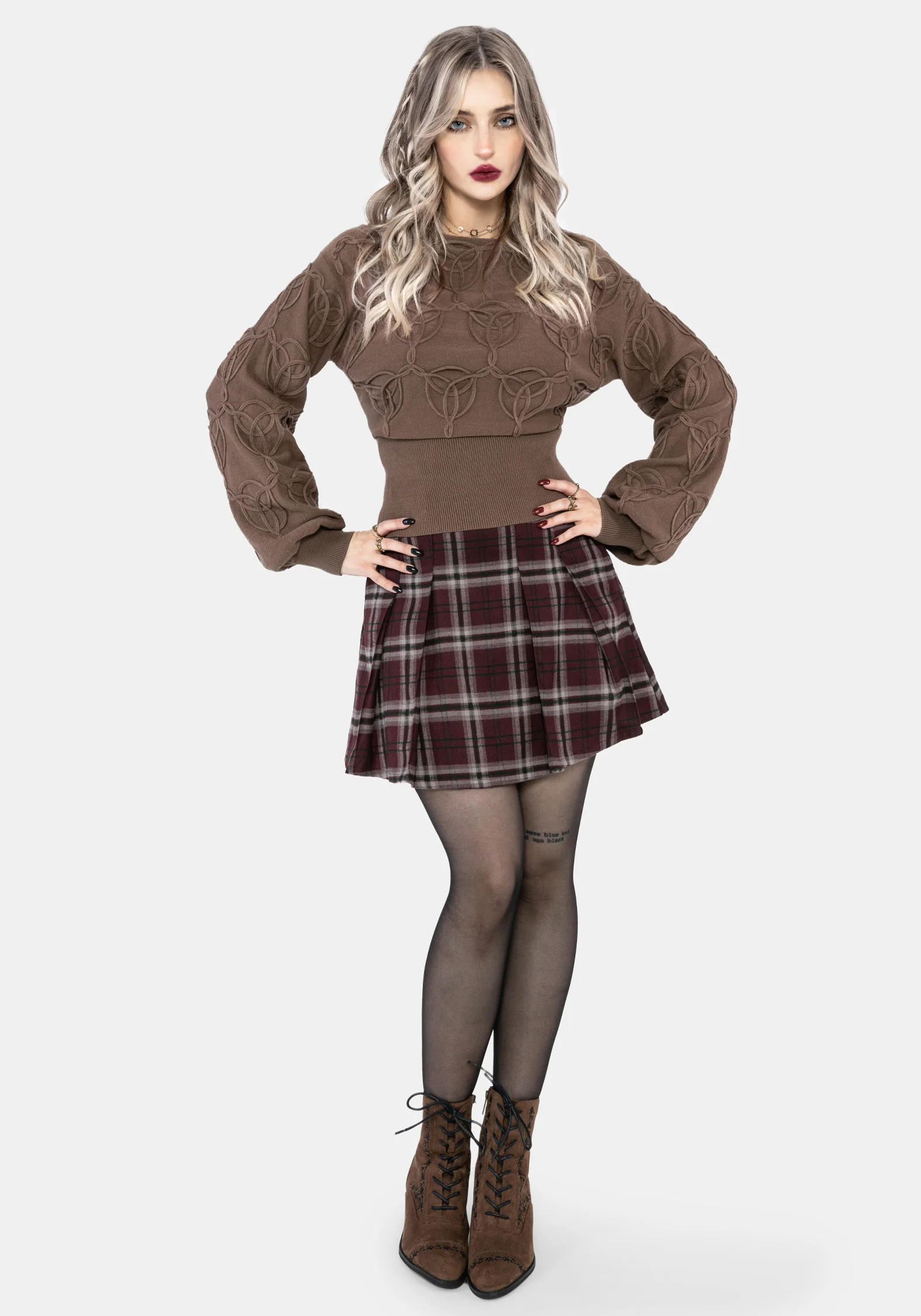 Covet Cotton-Blend Witches Knot Cable Knit Sweater - Image 5