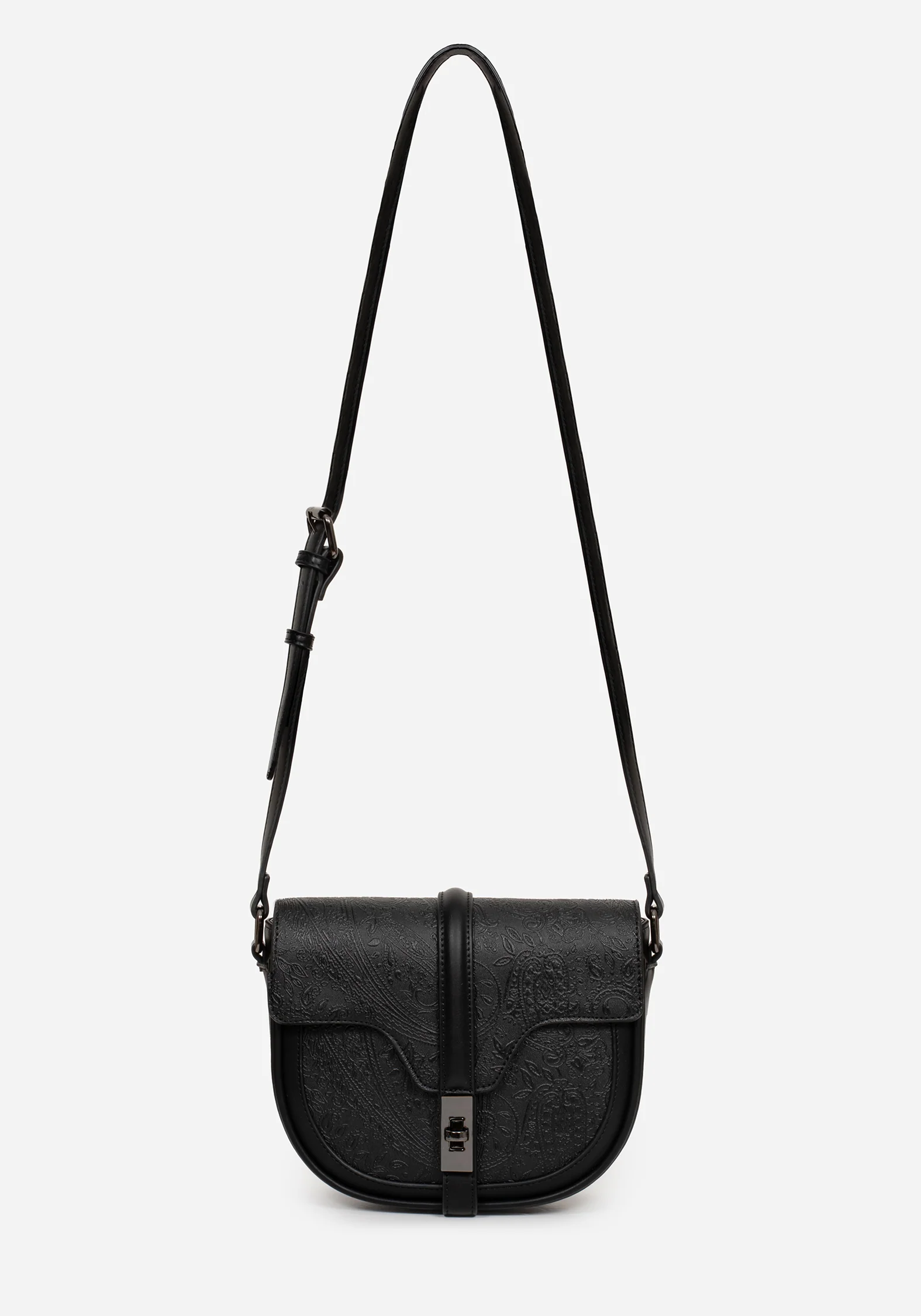 Cypress Paisley Debossed Crossbody Satchel Bag - Black - Image 9