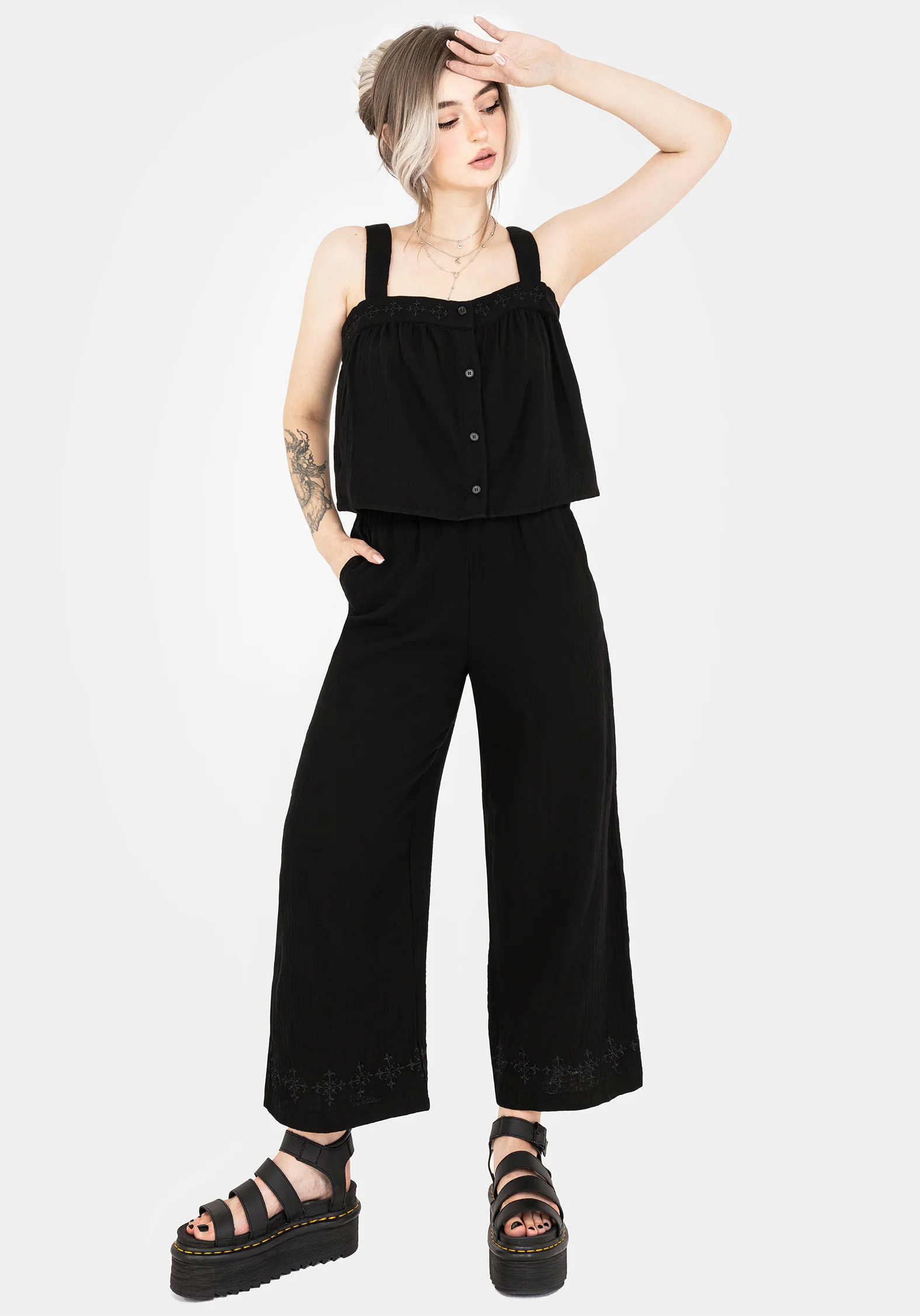 Damara Embroidered Cotton Culottes - Image 5