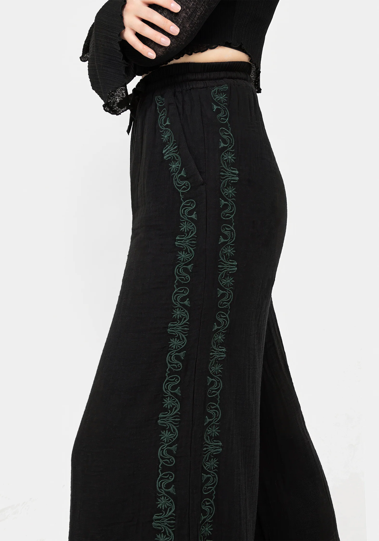 Damiana Embroidered Cotton Trousers - Image 3