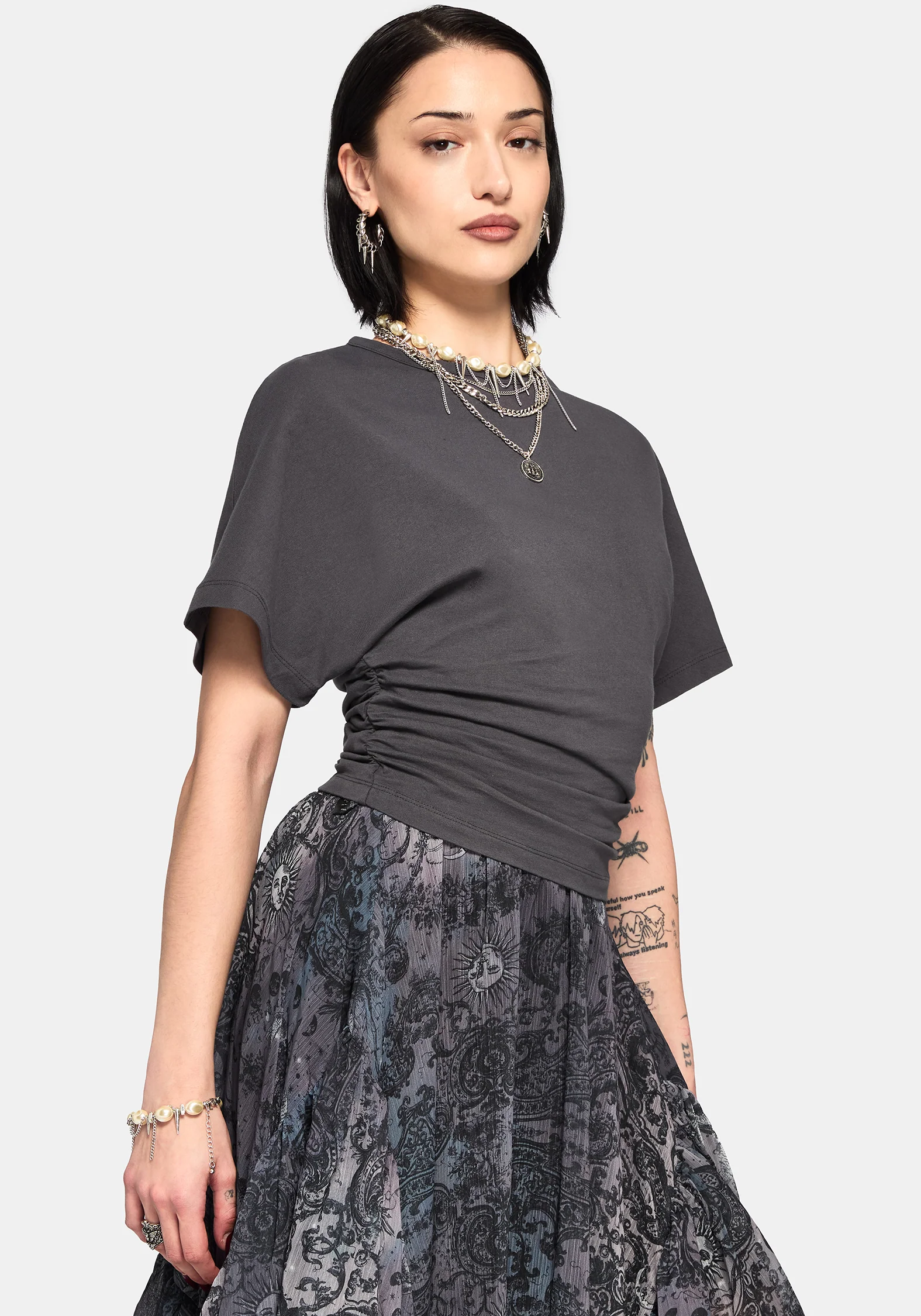 Deni Ruched Short Sleeve Top