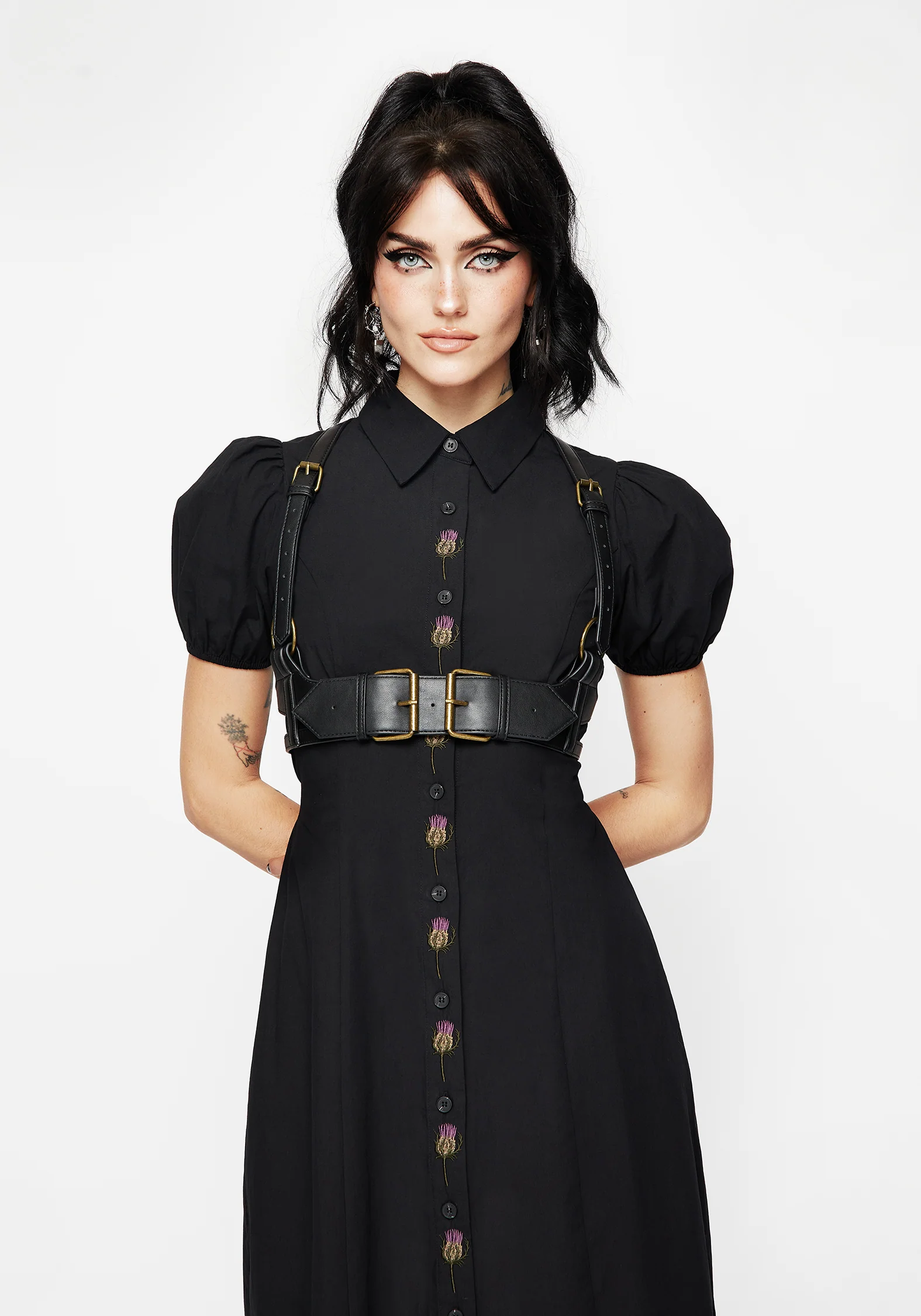 Despair Cotton Thistle Embroidered Button Up Midaxi Dress - Image 6