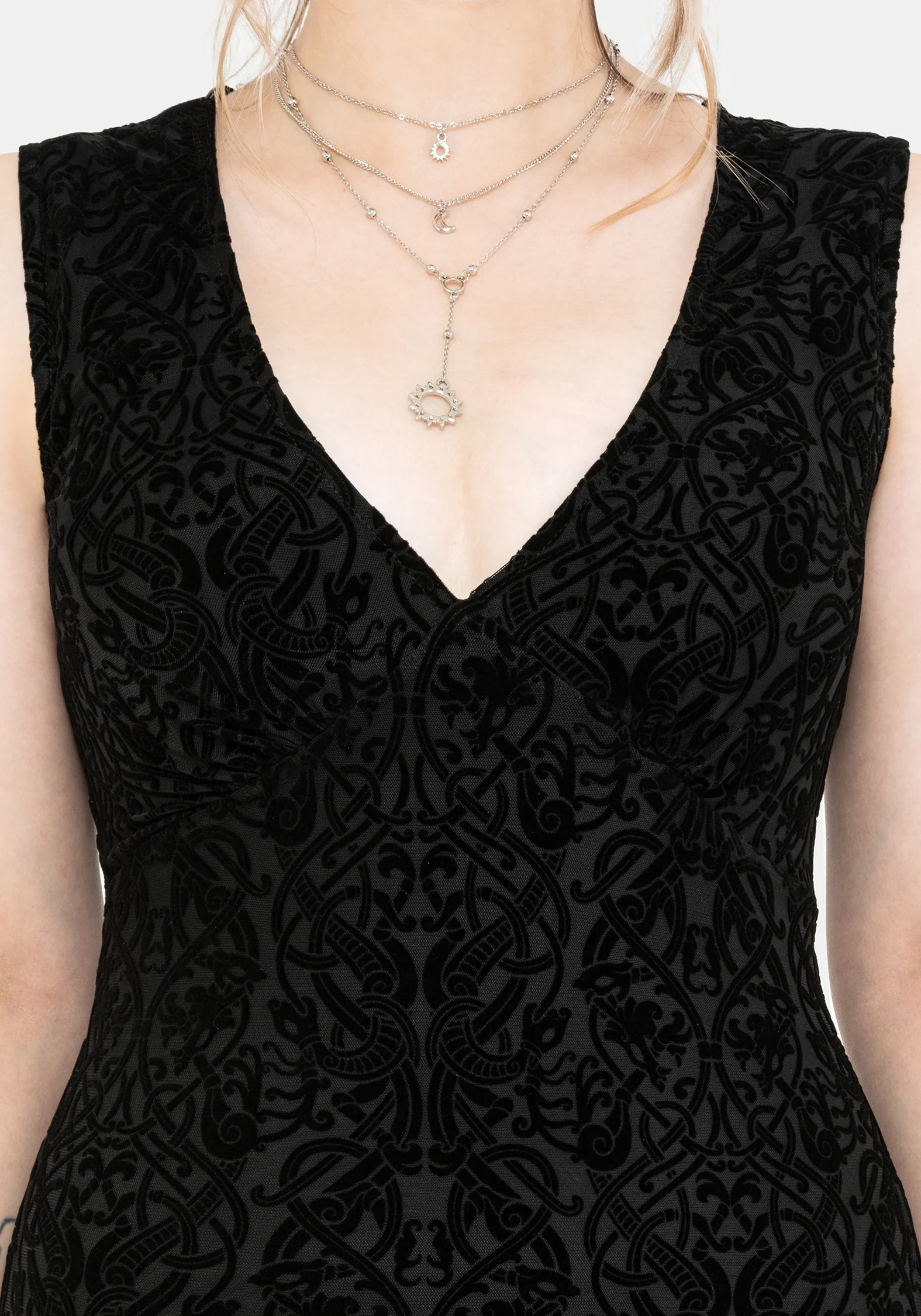 Disrupt Dragon Flocked Mesh Sleeveless Midi Dress - Image 2