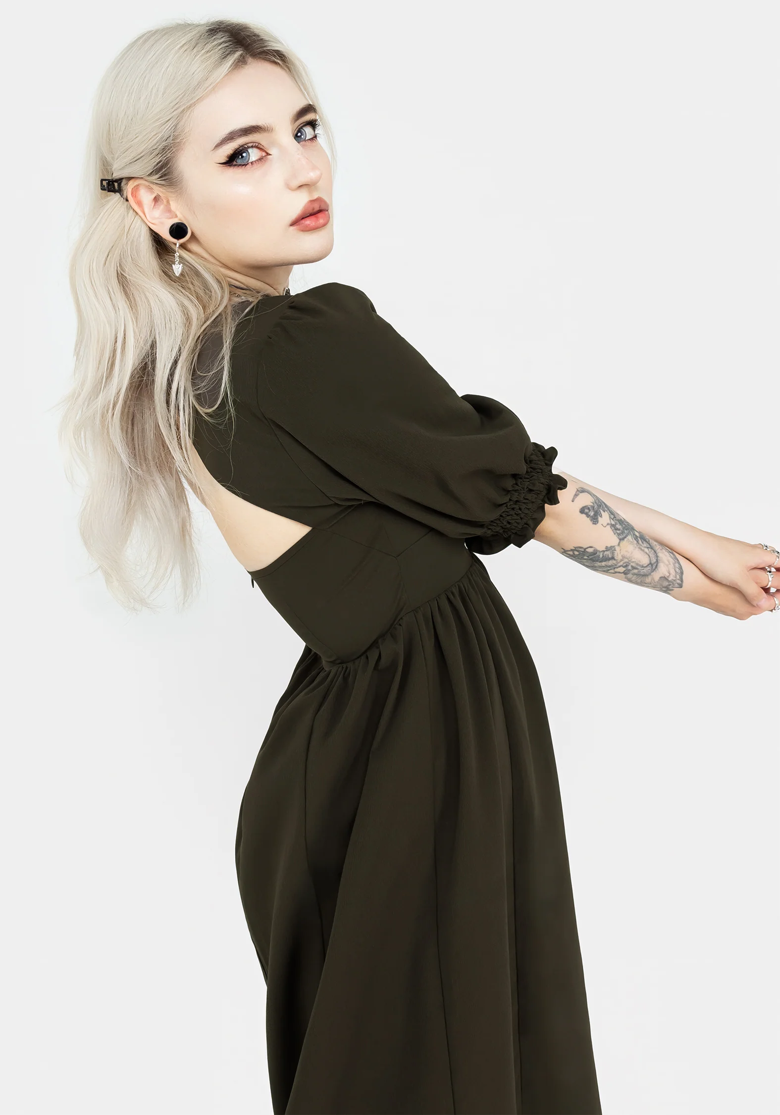 Divination Textured Midi Dress - Green - Image 6
