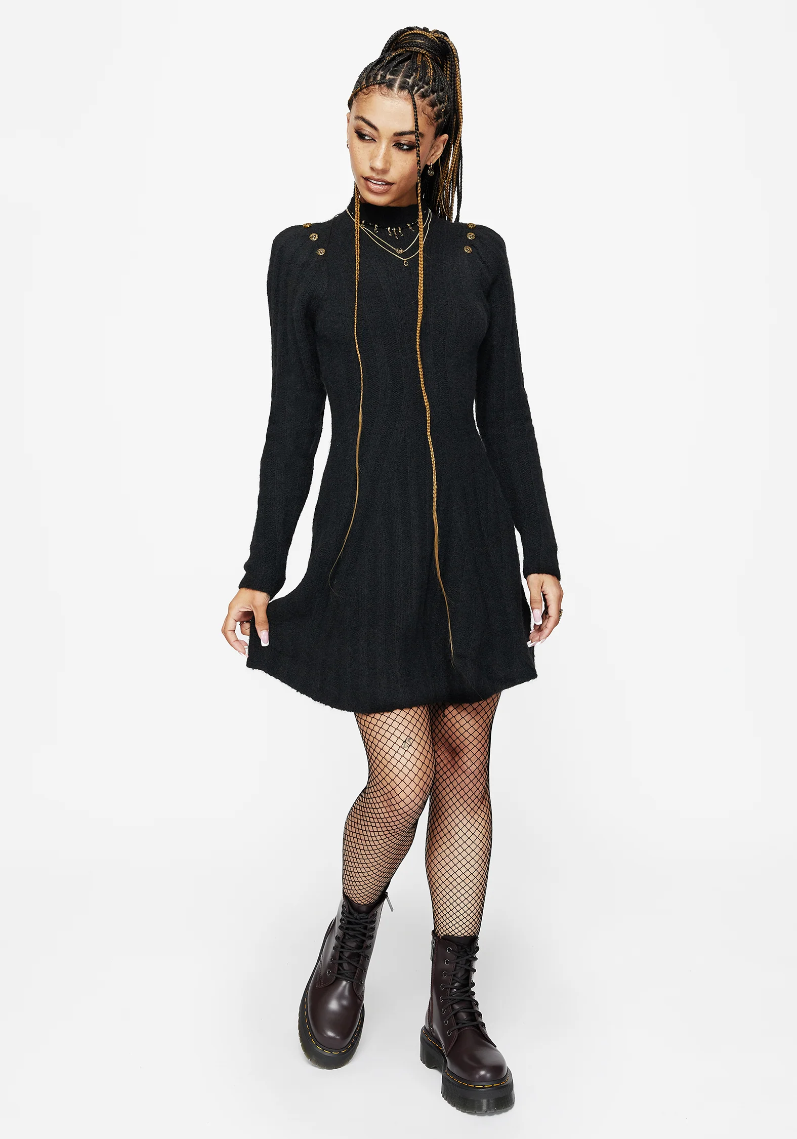 Dream Ribbed Skater Knit Dress - Image 7