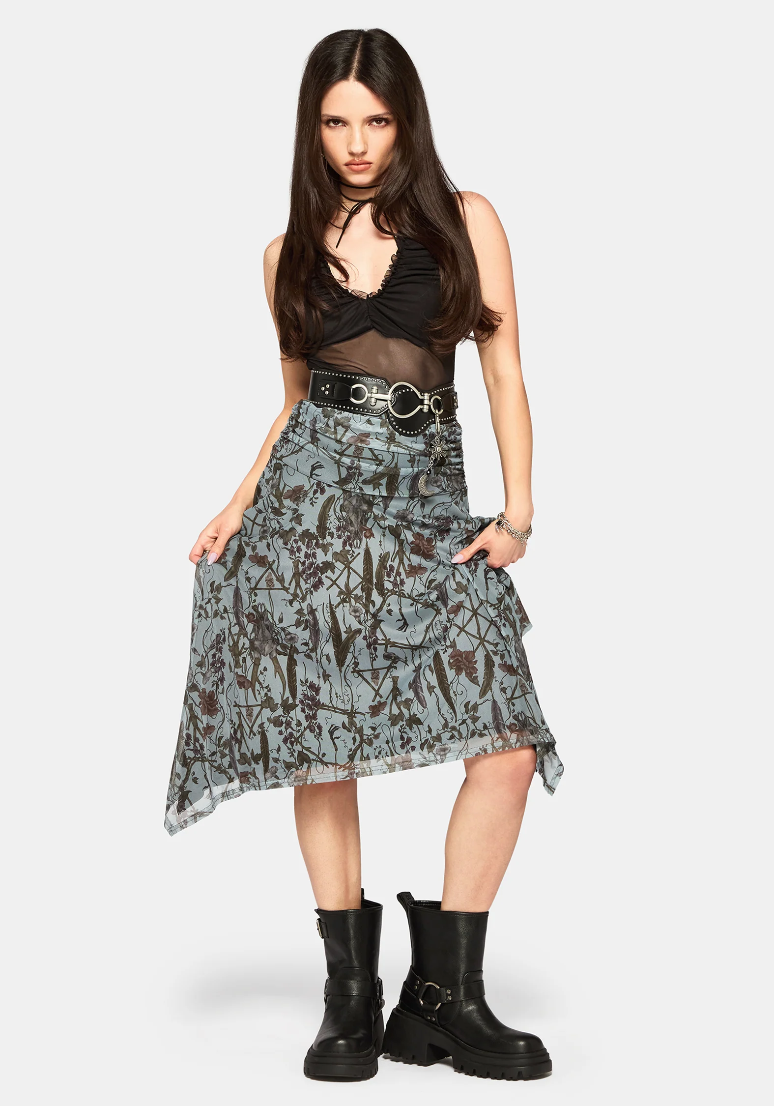 Dusha Garden Mesh Midi Skirt - Image 3