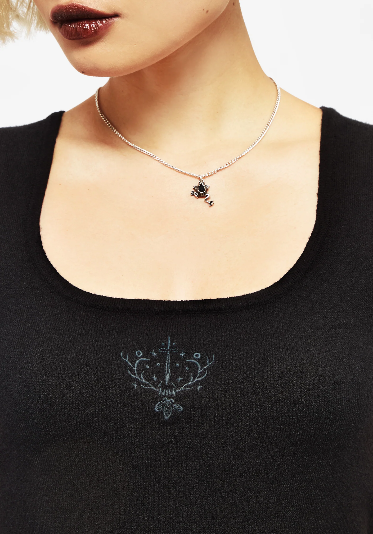 Elen Embroidered Rib Sleeveless Knit Top - Image 2