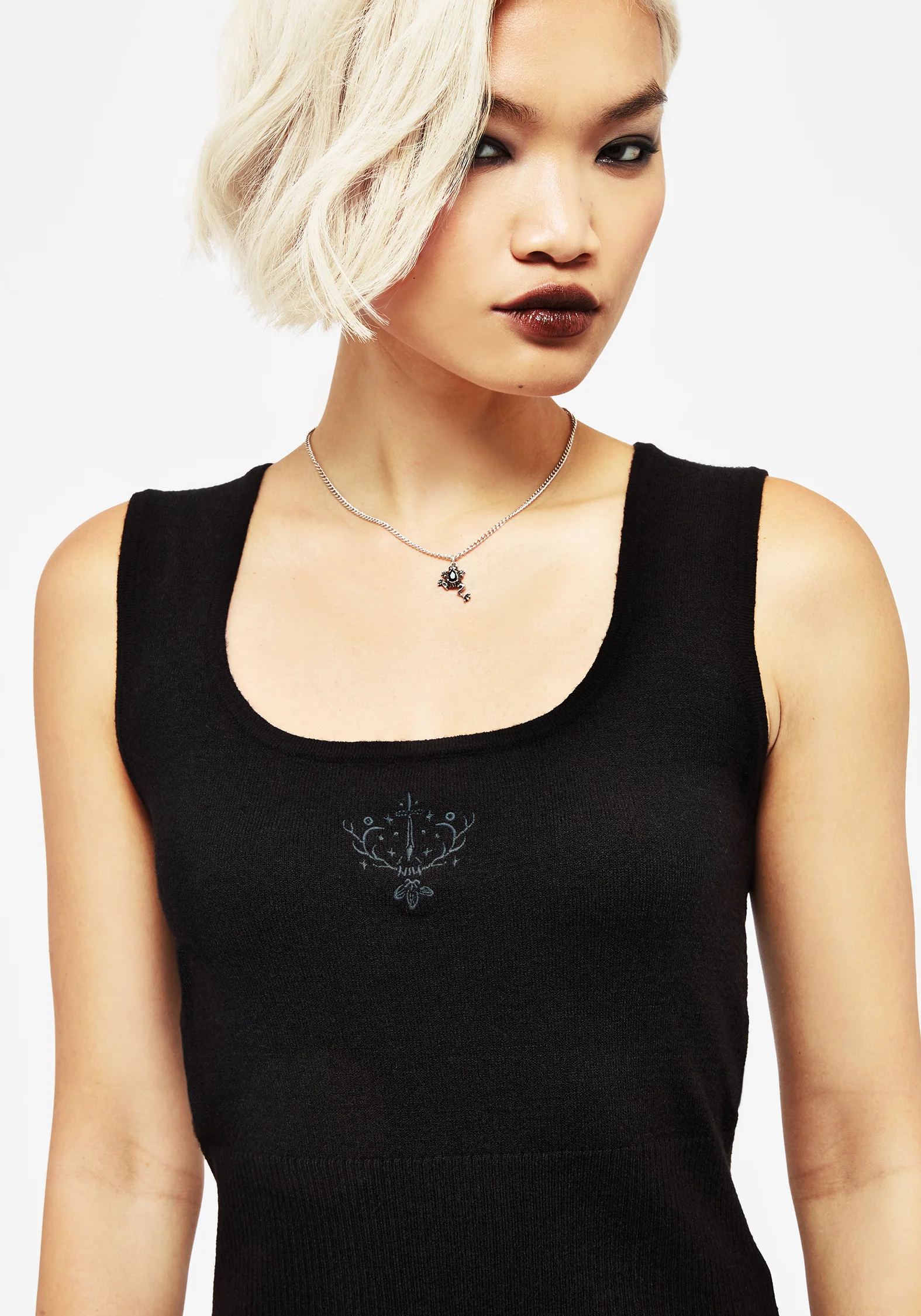 Elen Embroidered Rib Sleeveless Knit Top - Image 4