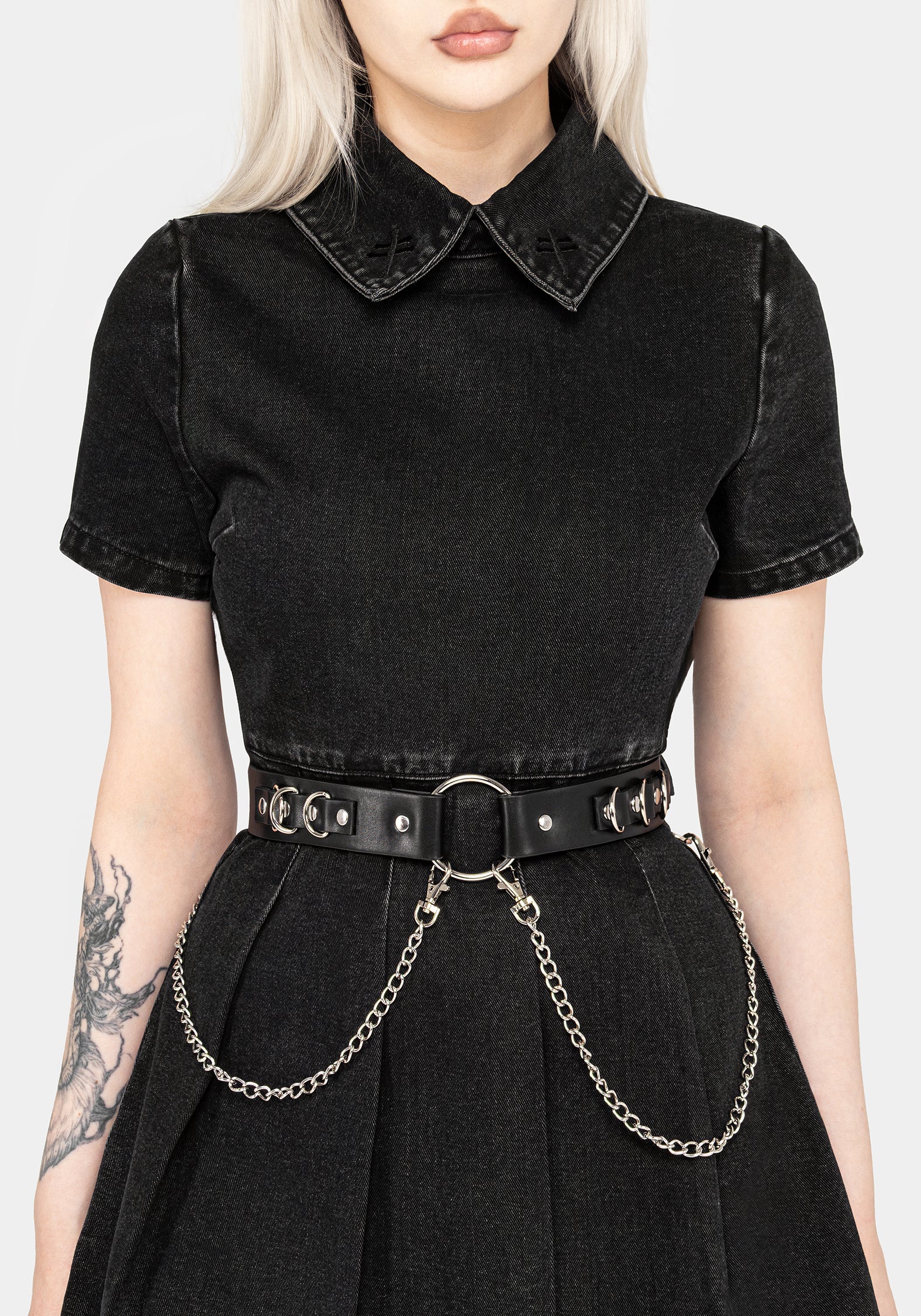 Elsa Denim Pleated Mini Dress - Image 10