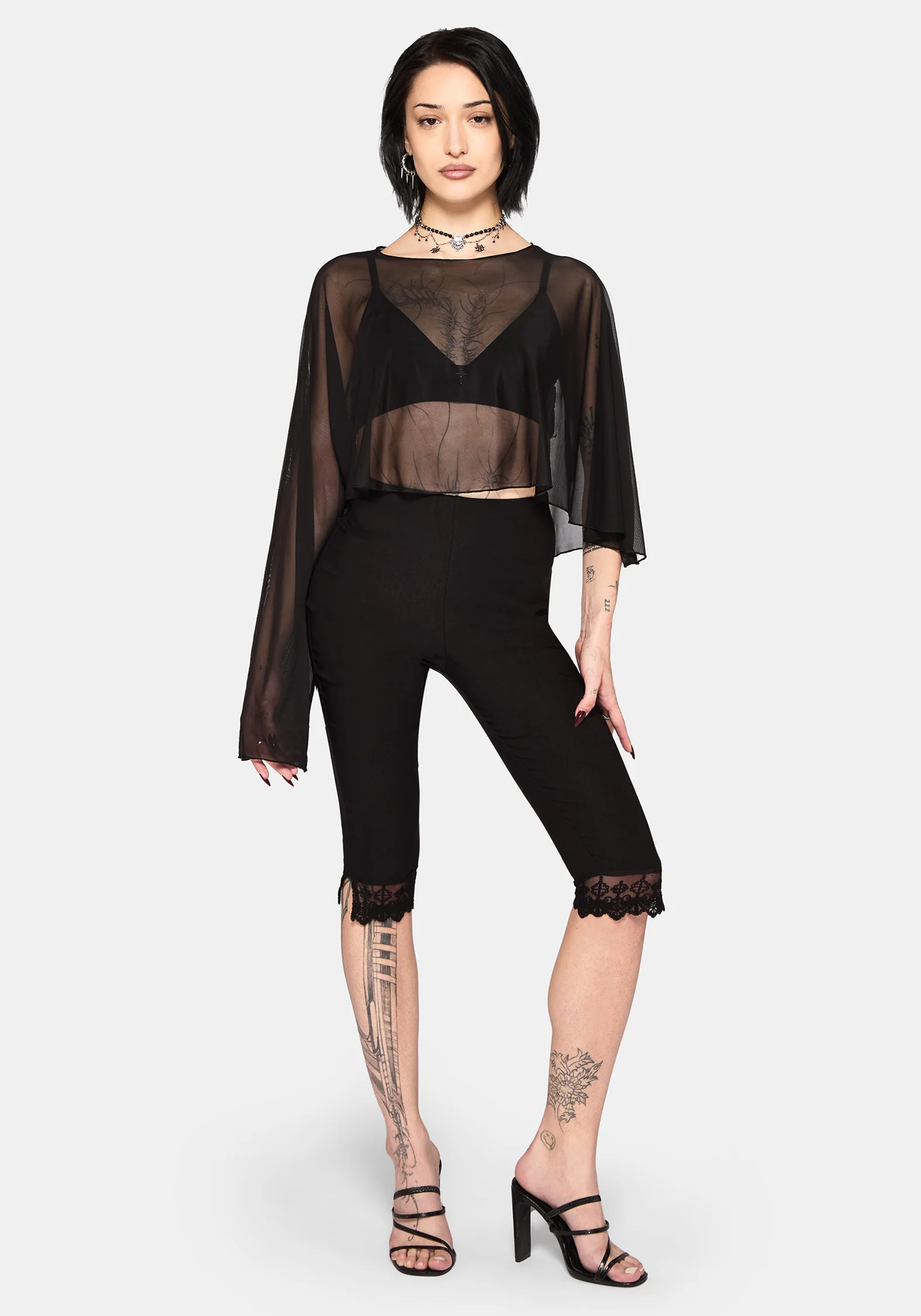 Emmie Black Mesh Poncho - Image 4