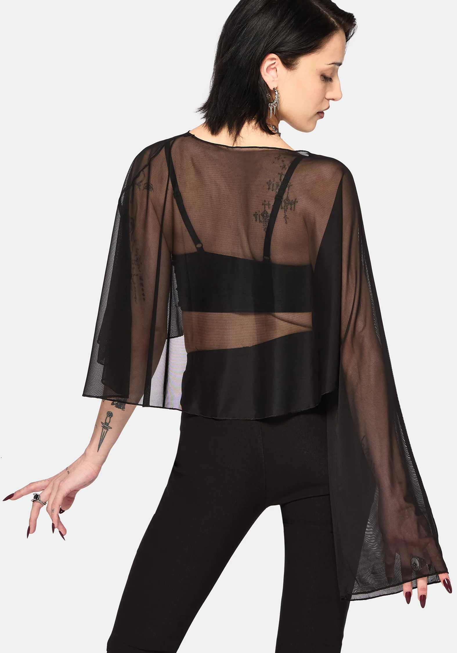 Emmie Black Mesh Poncho - Image 5