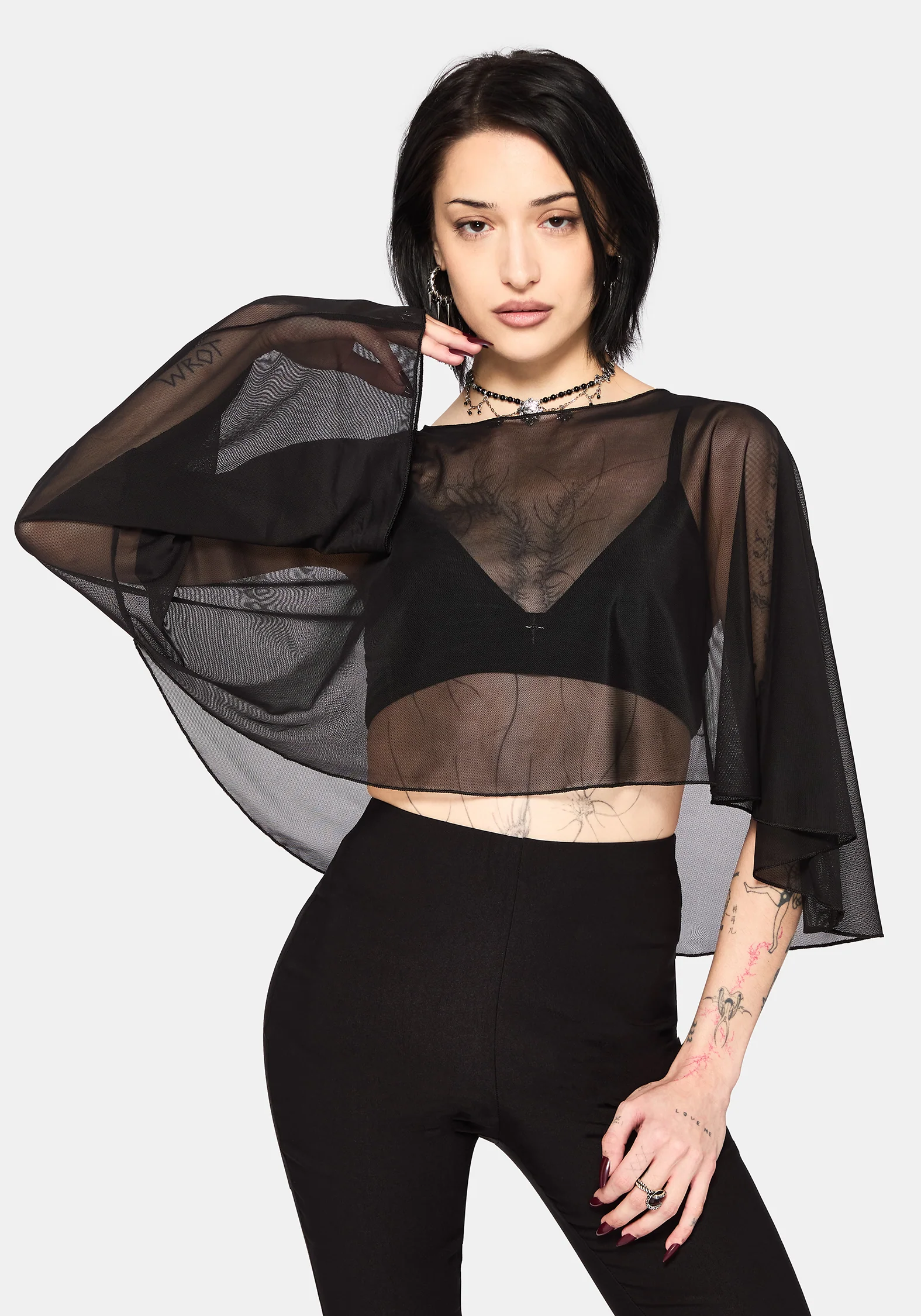Emmie Black Mesh Poncho - Image 6