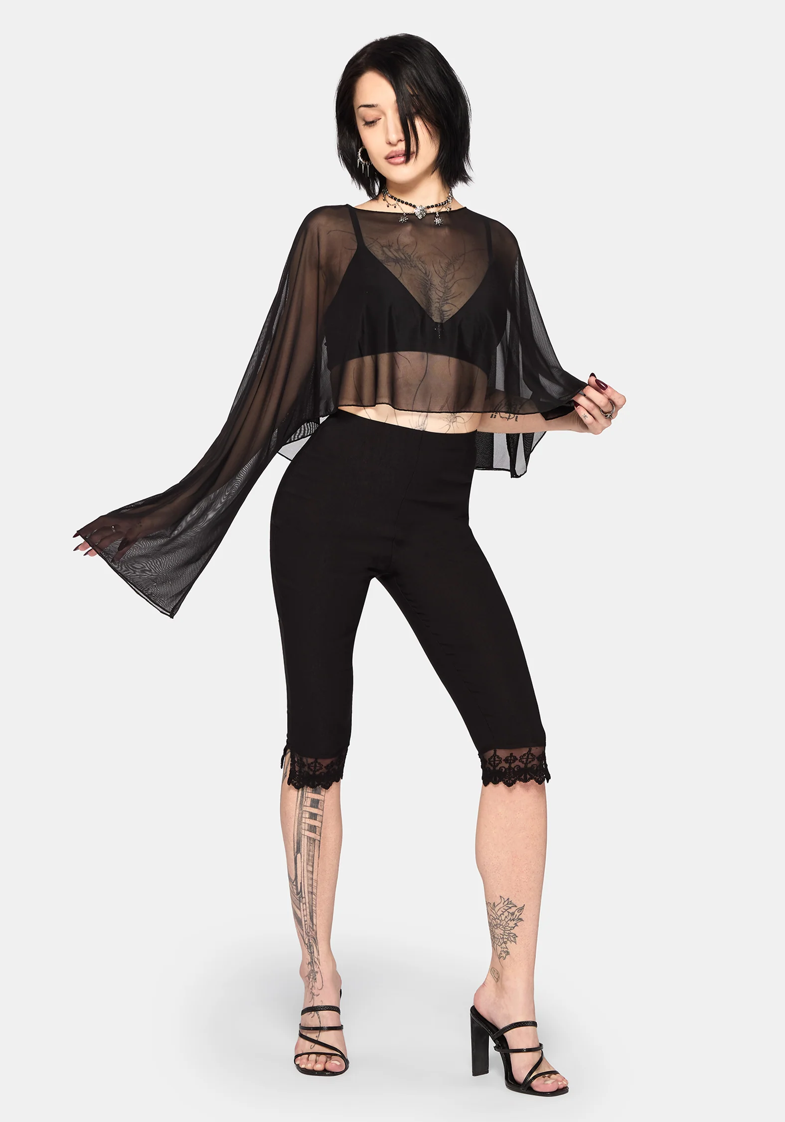 Emmie Black Mesh Poncho - Image 7