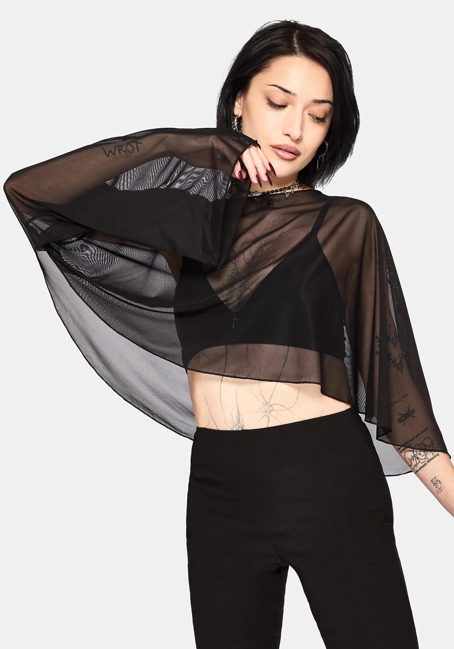 Emmie Black Mesh Poncho - Image 8