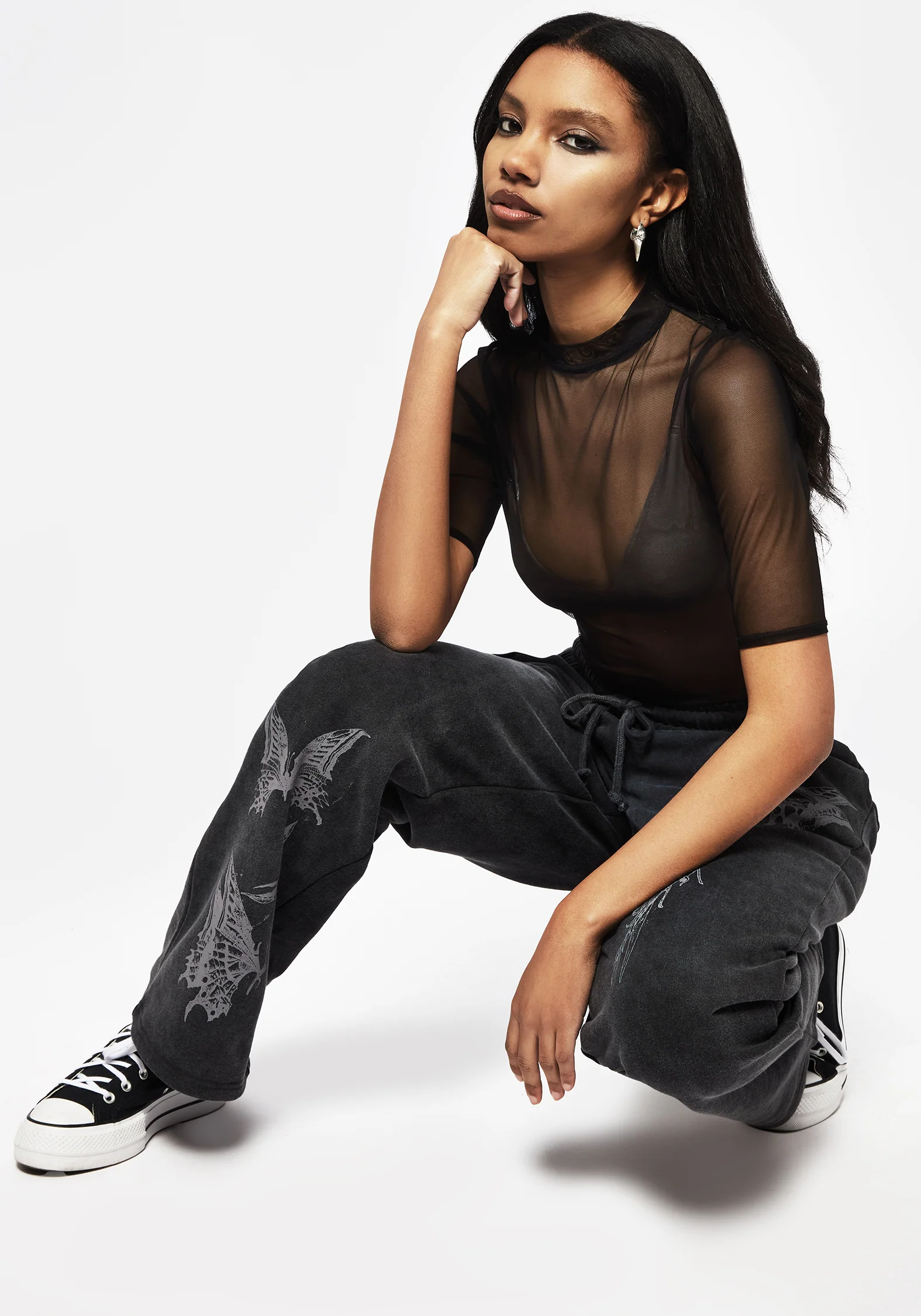 Entwined Rose Graphic Print Straight Leg Sweatpants - Image 5