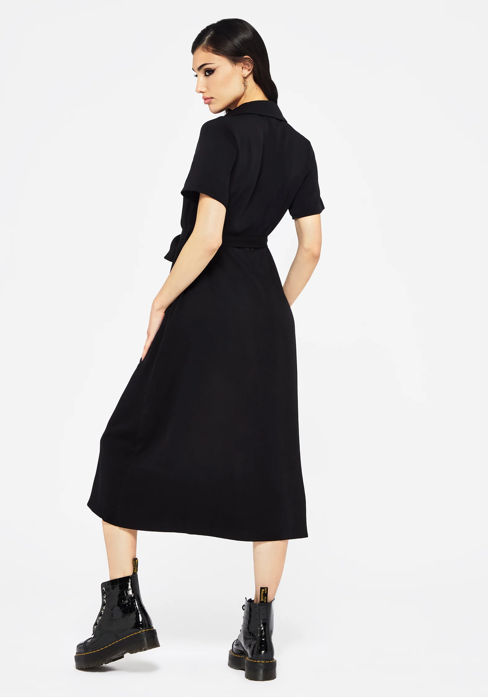 Fairfolk Floral Embroidery Tie Waist Button Down Midi Shirt Dress - Image 3