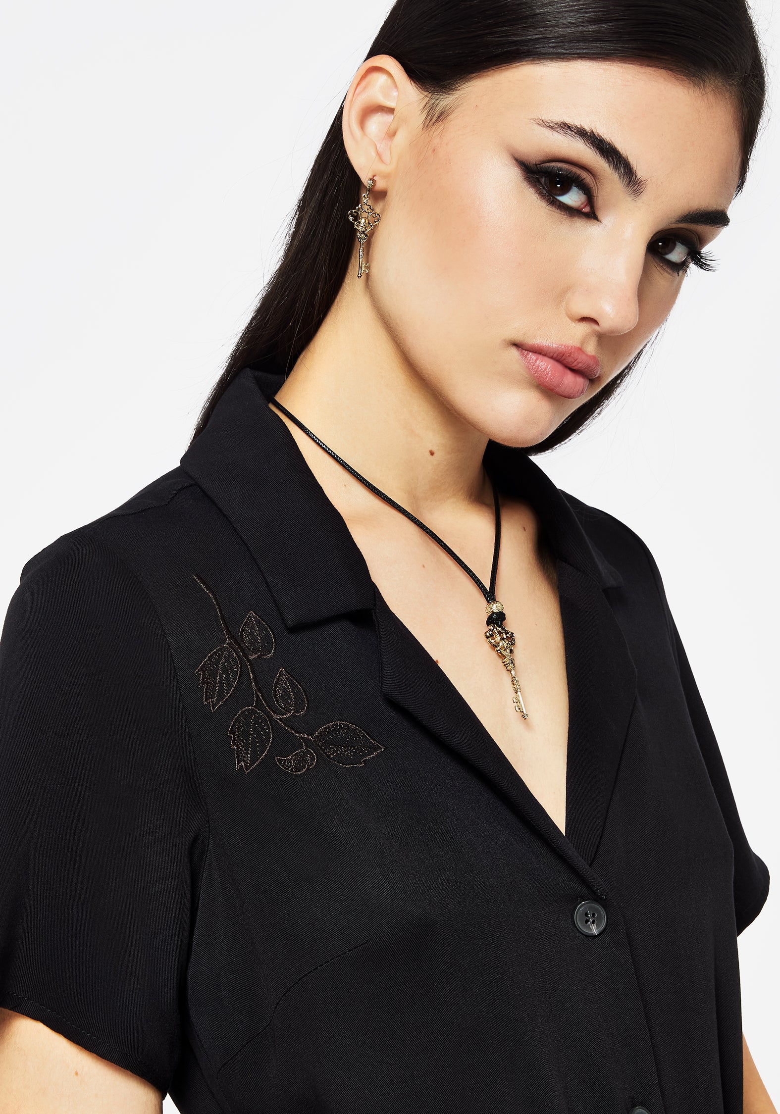 Fairfolk Floral Embroidery Tie Waist Button Down Midi Shirt Dress - Image 4